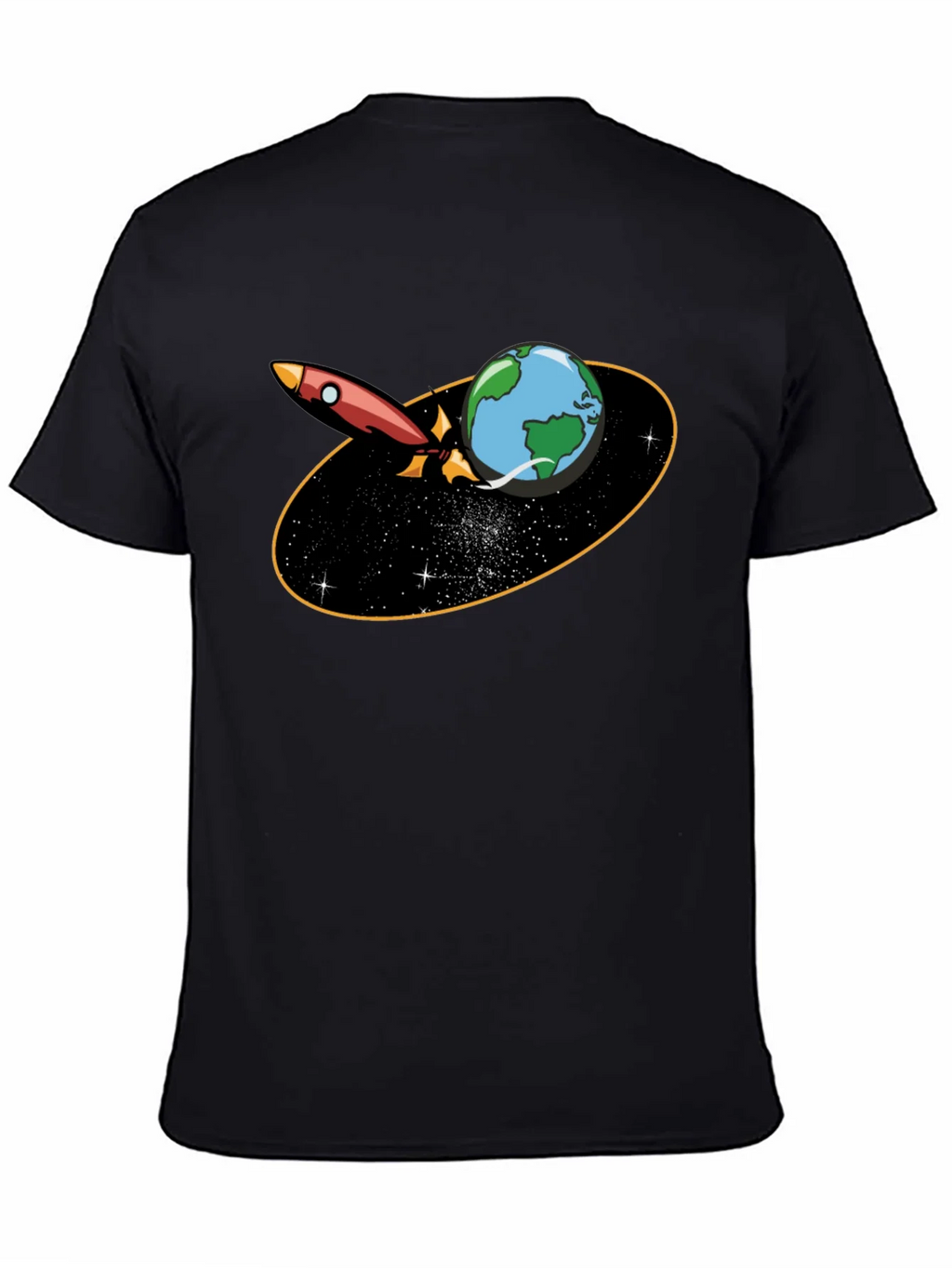 Rocket Around Earth Graphic T-Shirt - Black