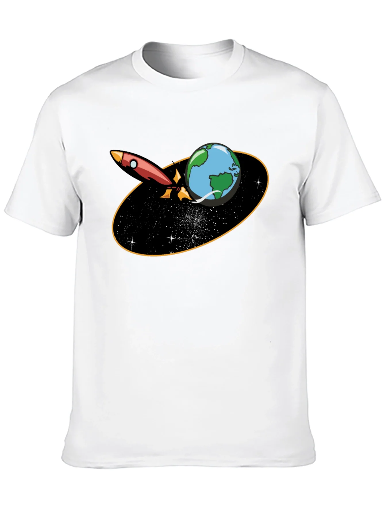 Rocket Around Earth Graphic T-Shirt - Black