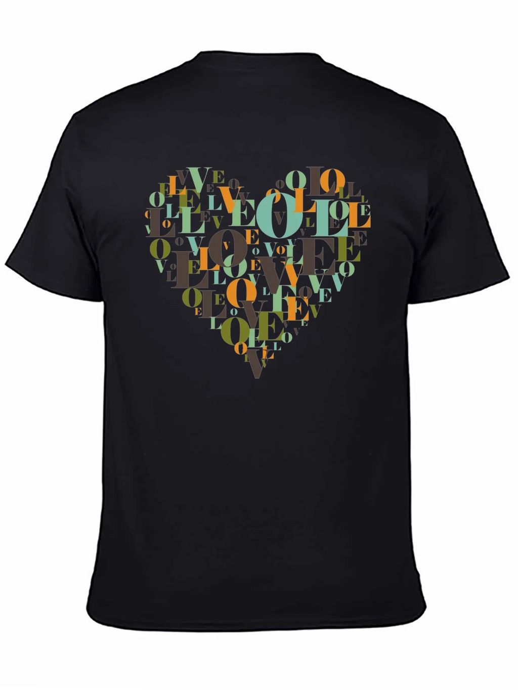 Love Heart Graphic Black T-Shirt