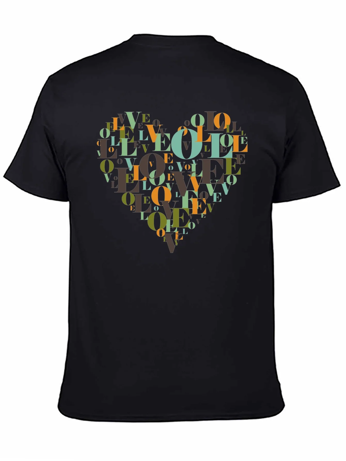Love Heart Graphic Black T-Shirt