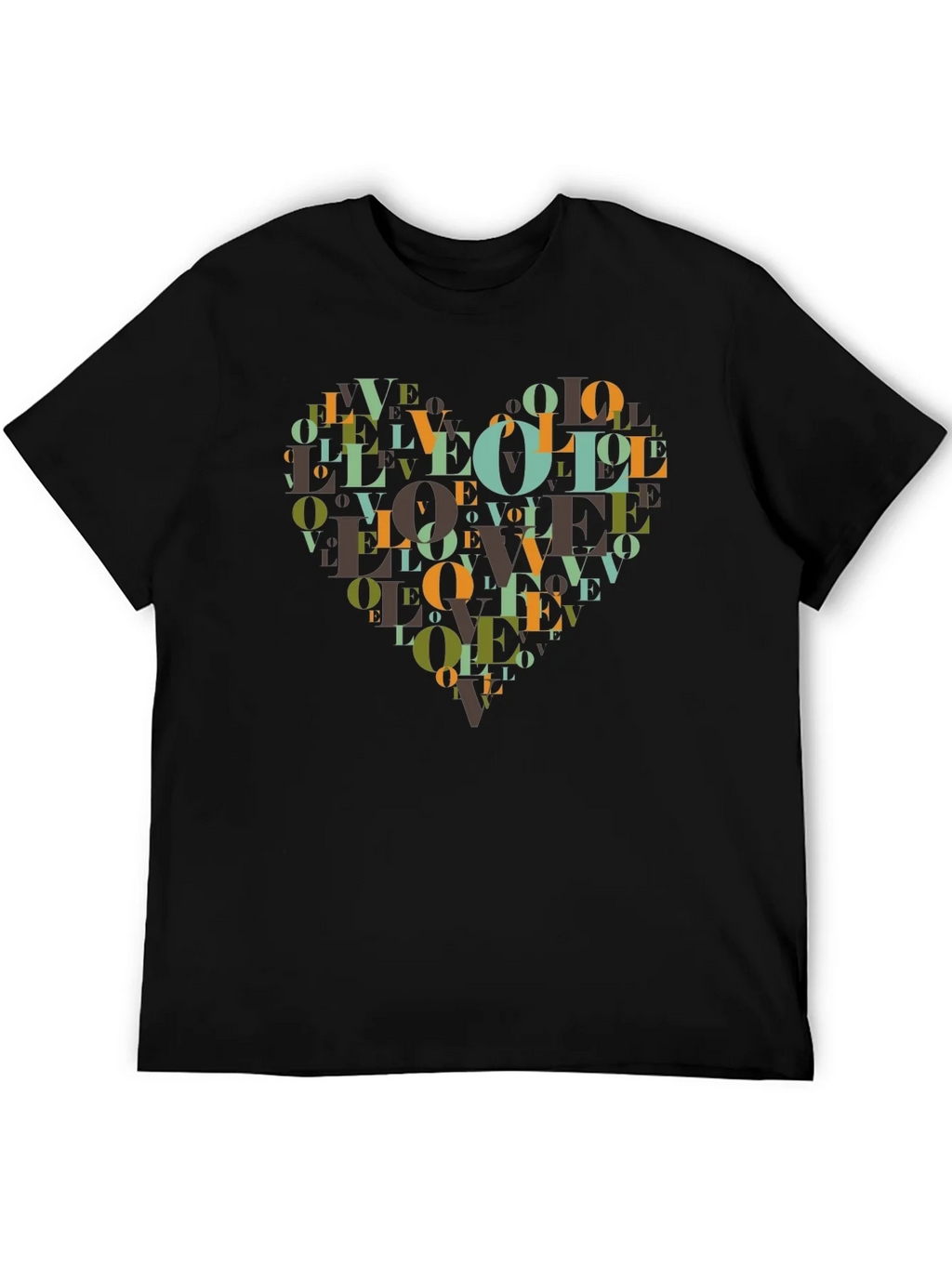 Love Heart Graphic Black T-Shirt