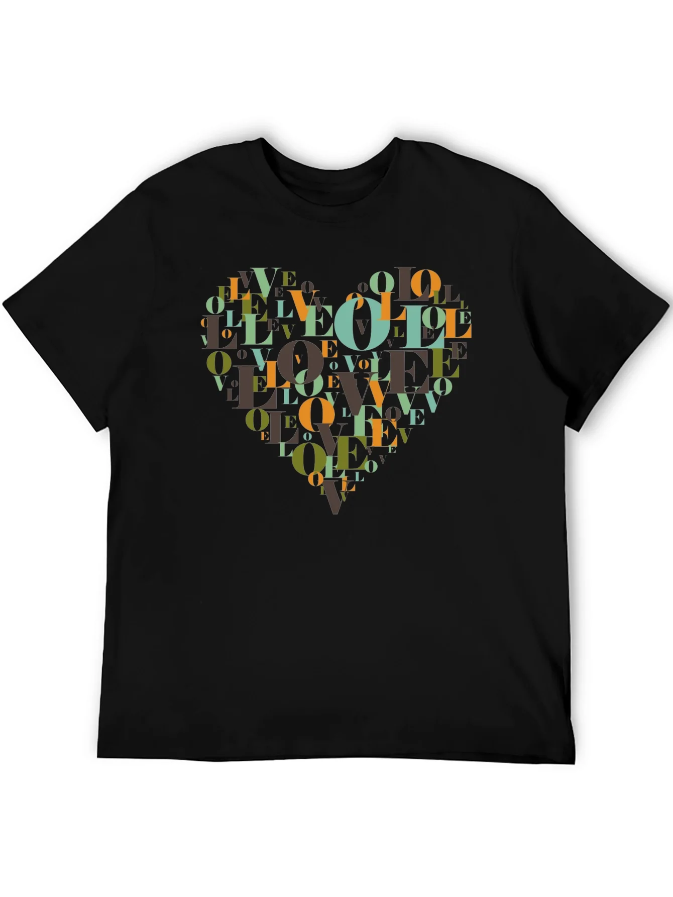 Love Heart Graphic Black T-Shirt