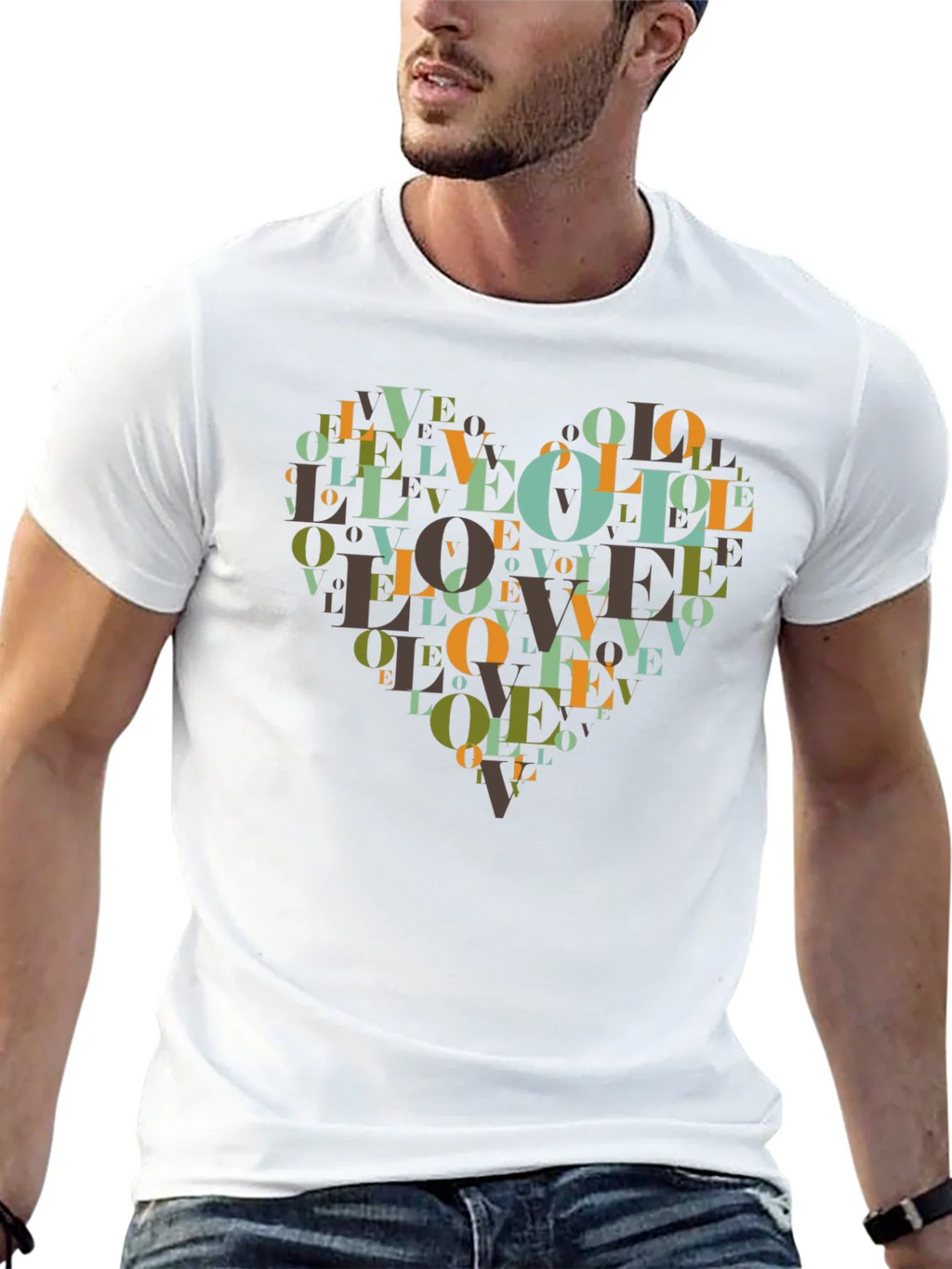 Love Heart Graphic Black T-Shirt