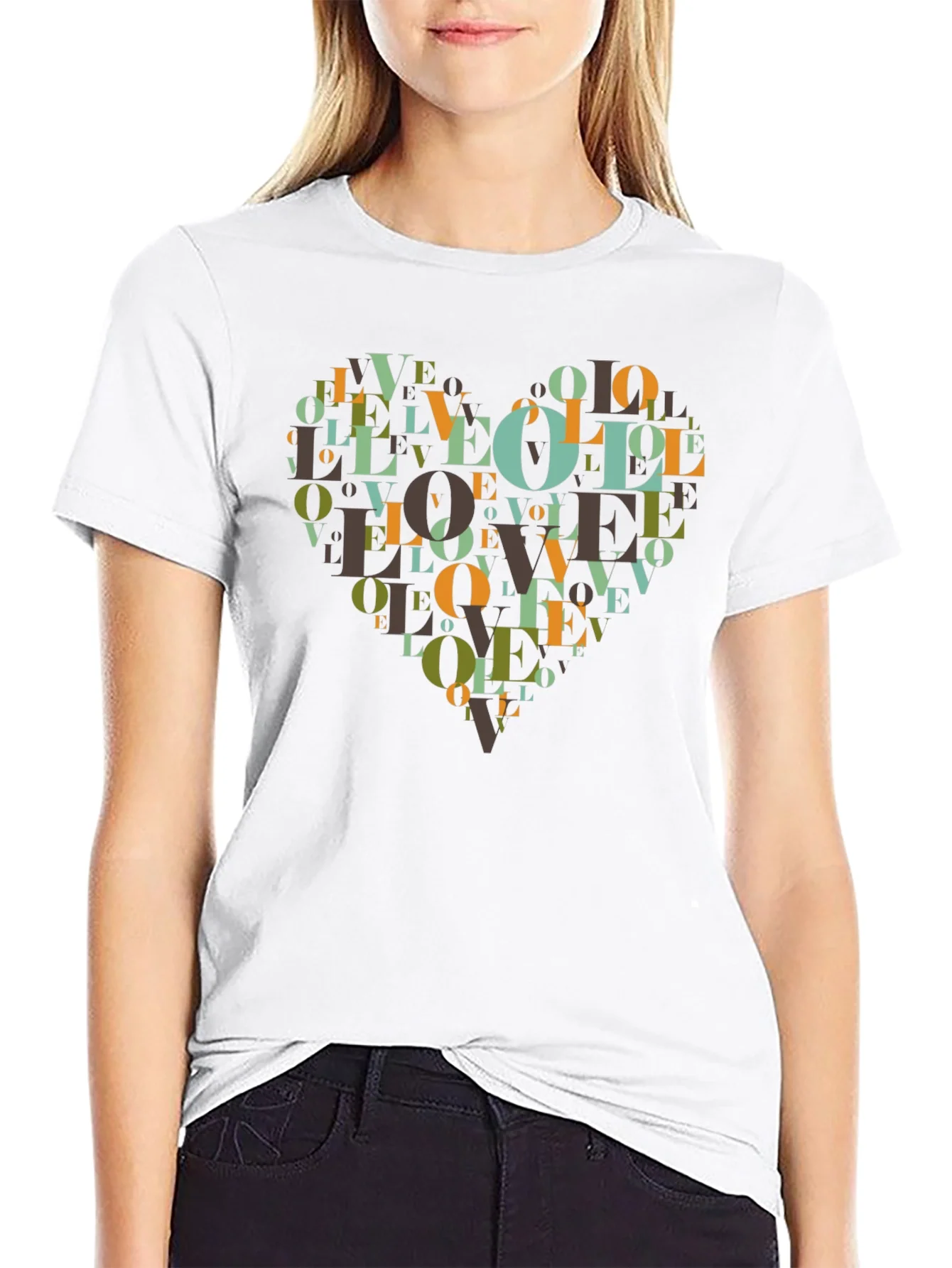 Love Heart Graphic Black T-Shirt