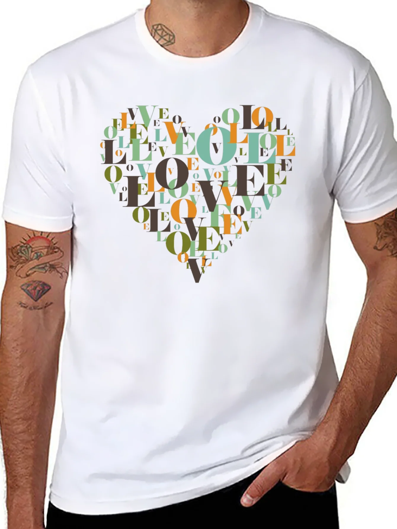 Love Heart Graphic Black T-Shirt