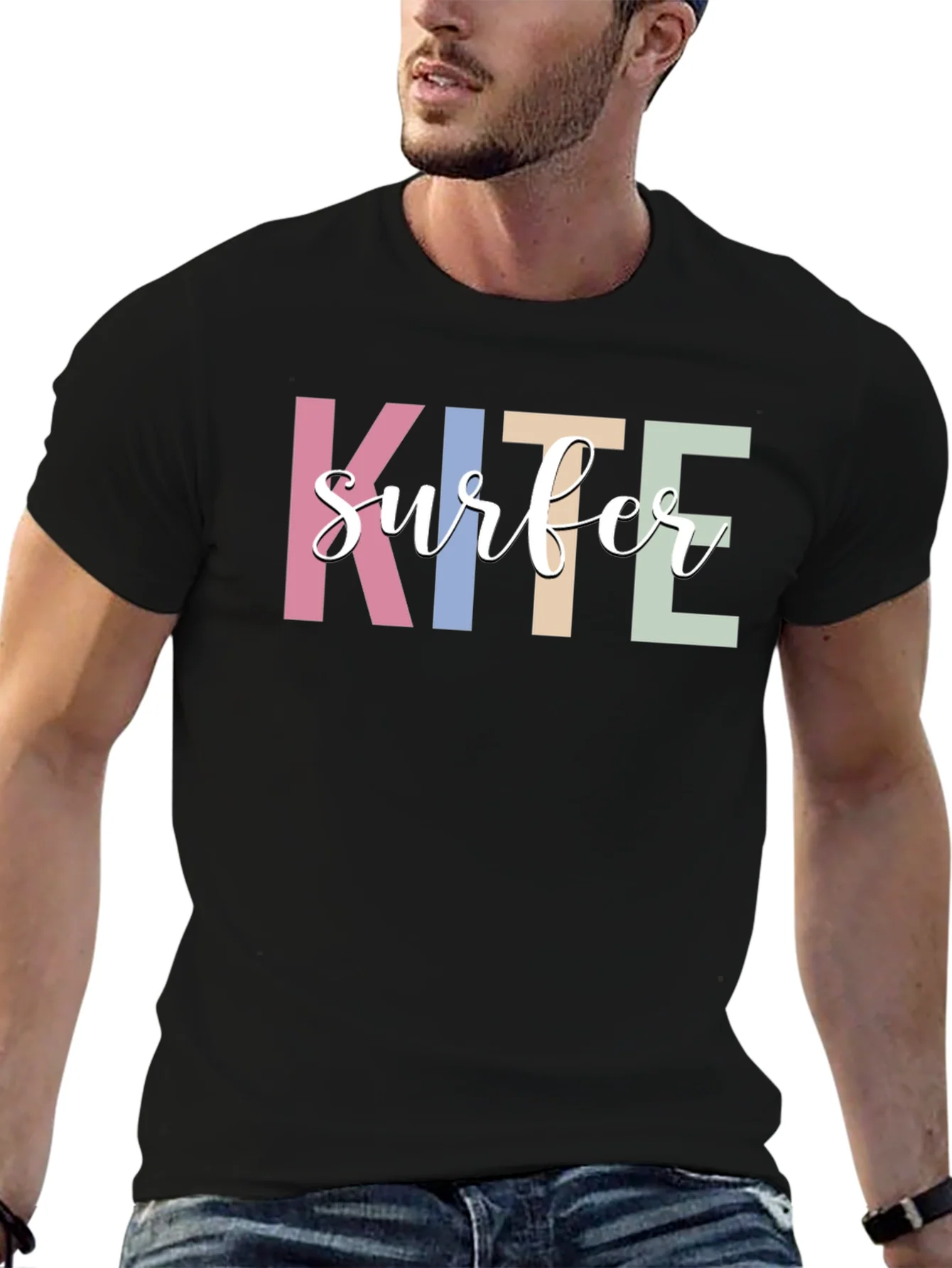 Kite Surfer Graphic T-Shirt - Trendy Casual Tee