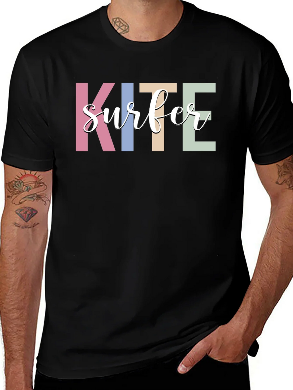 Kite Surfer Graphic T-Shirt - Trendy Casual Tee