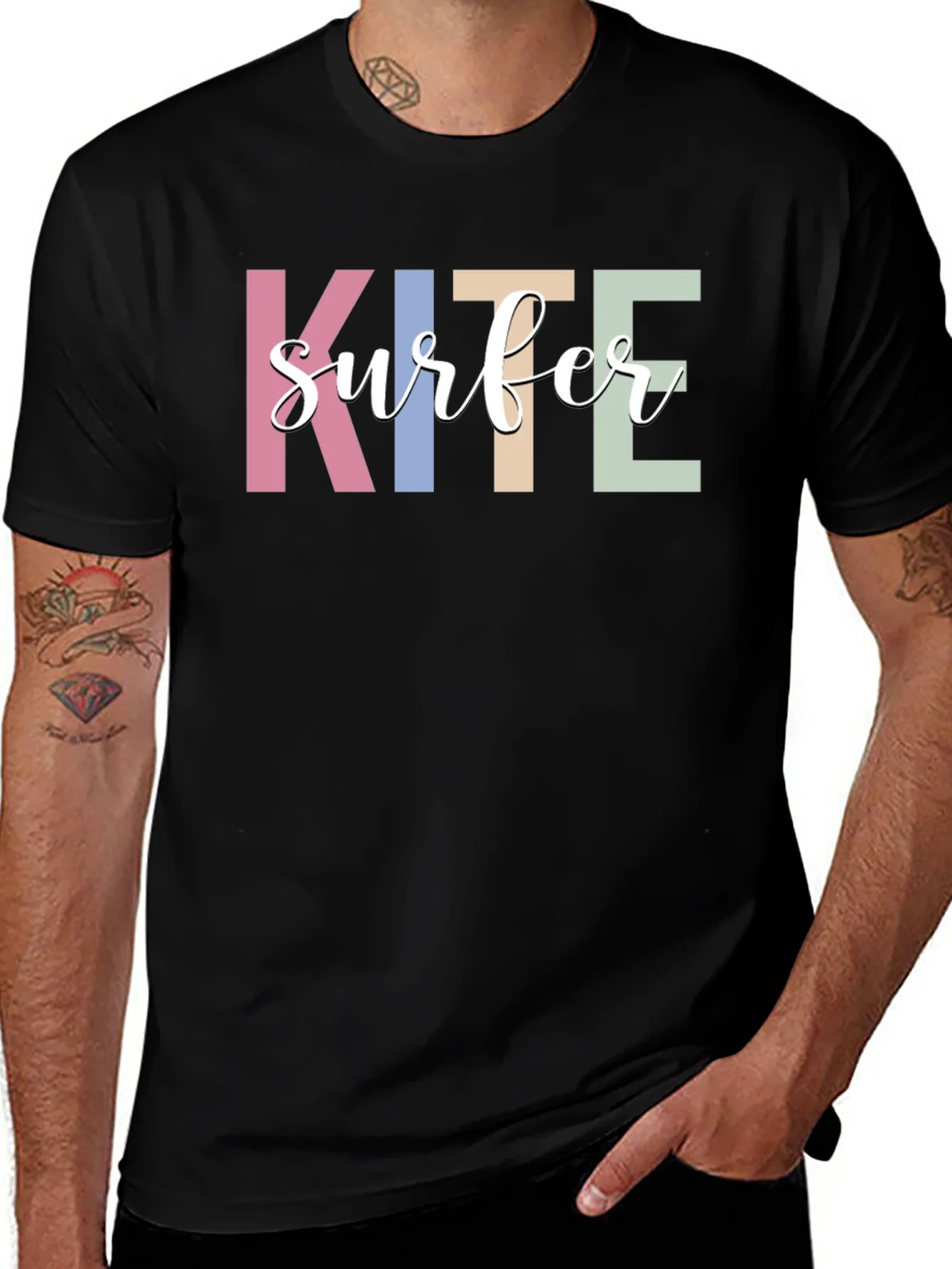 Kite Surfer Graphic T-Shirt - Trendy Casual Tee