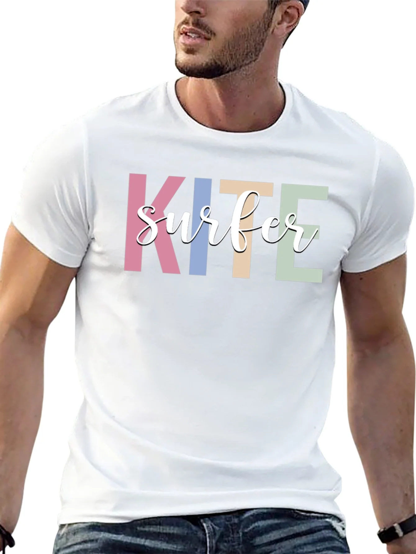 Kite Surfer Graphic T-Shirt - Trendy Casual Tee
