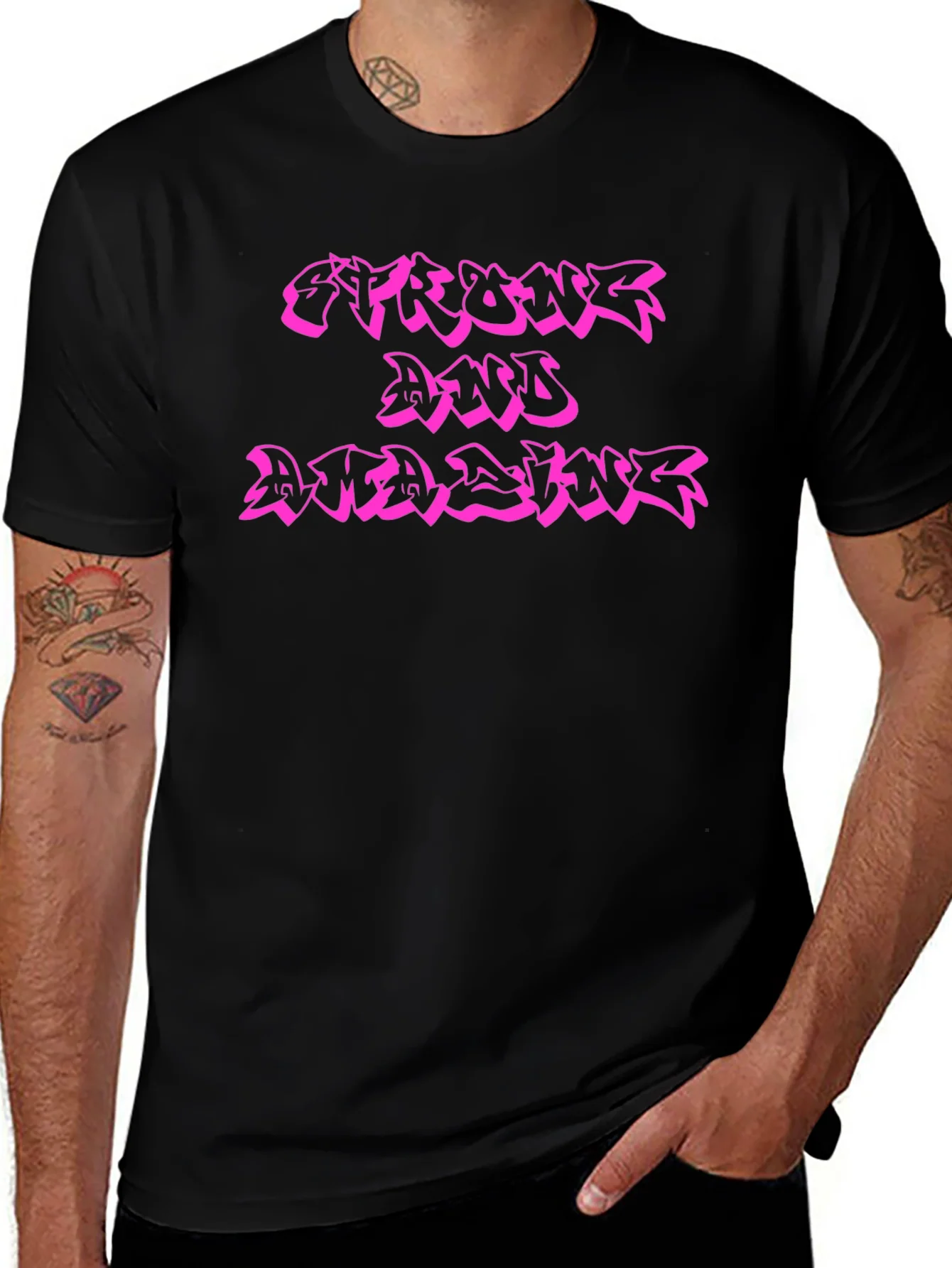 Strong and Amazing Black T-Shirt