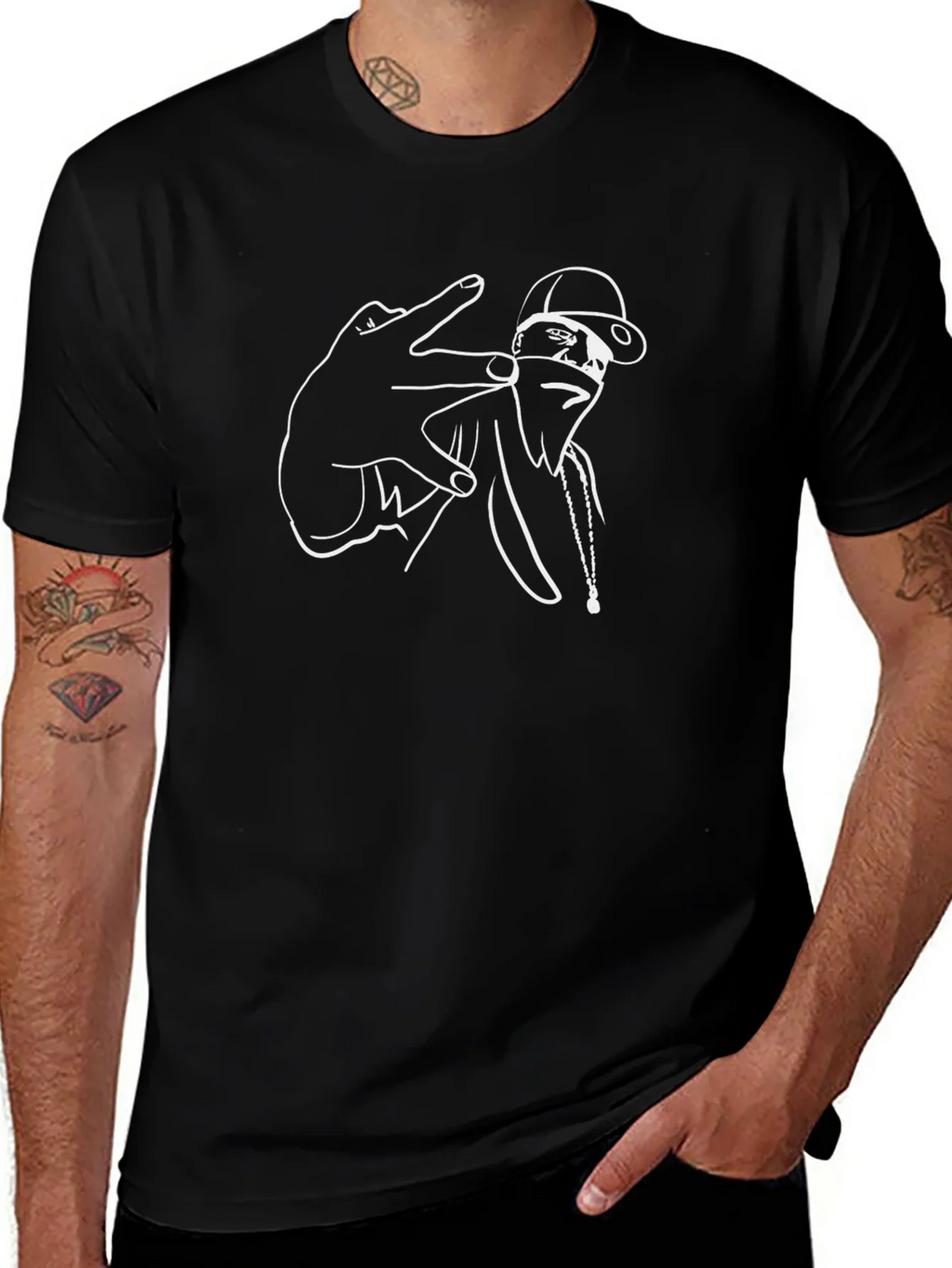 Urban Style Graphic Tee - Black Cotton Comfort