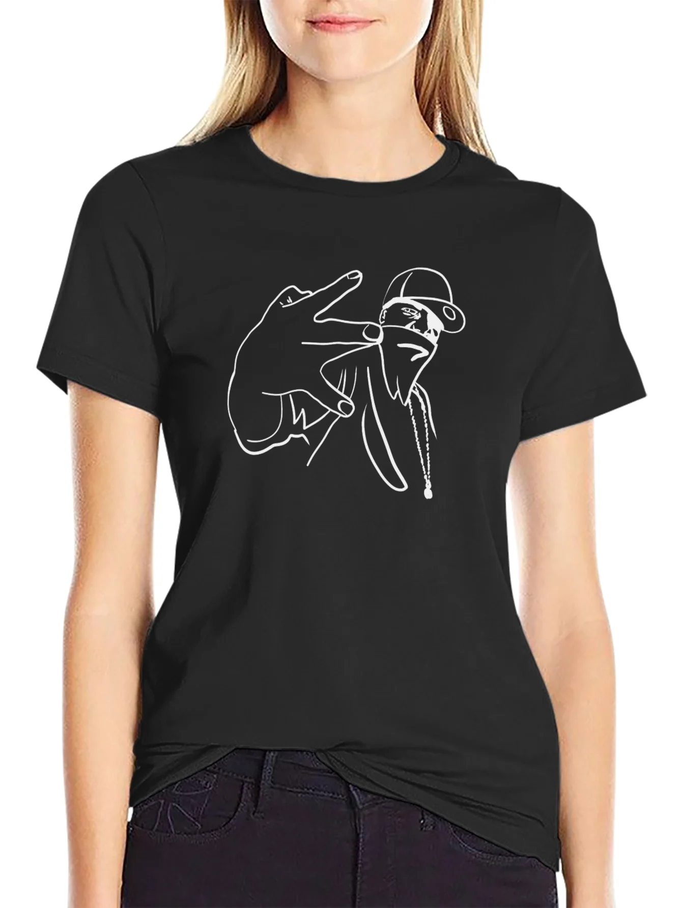 Urban Style Graphic Tee - Black Cotton Comfort