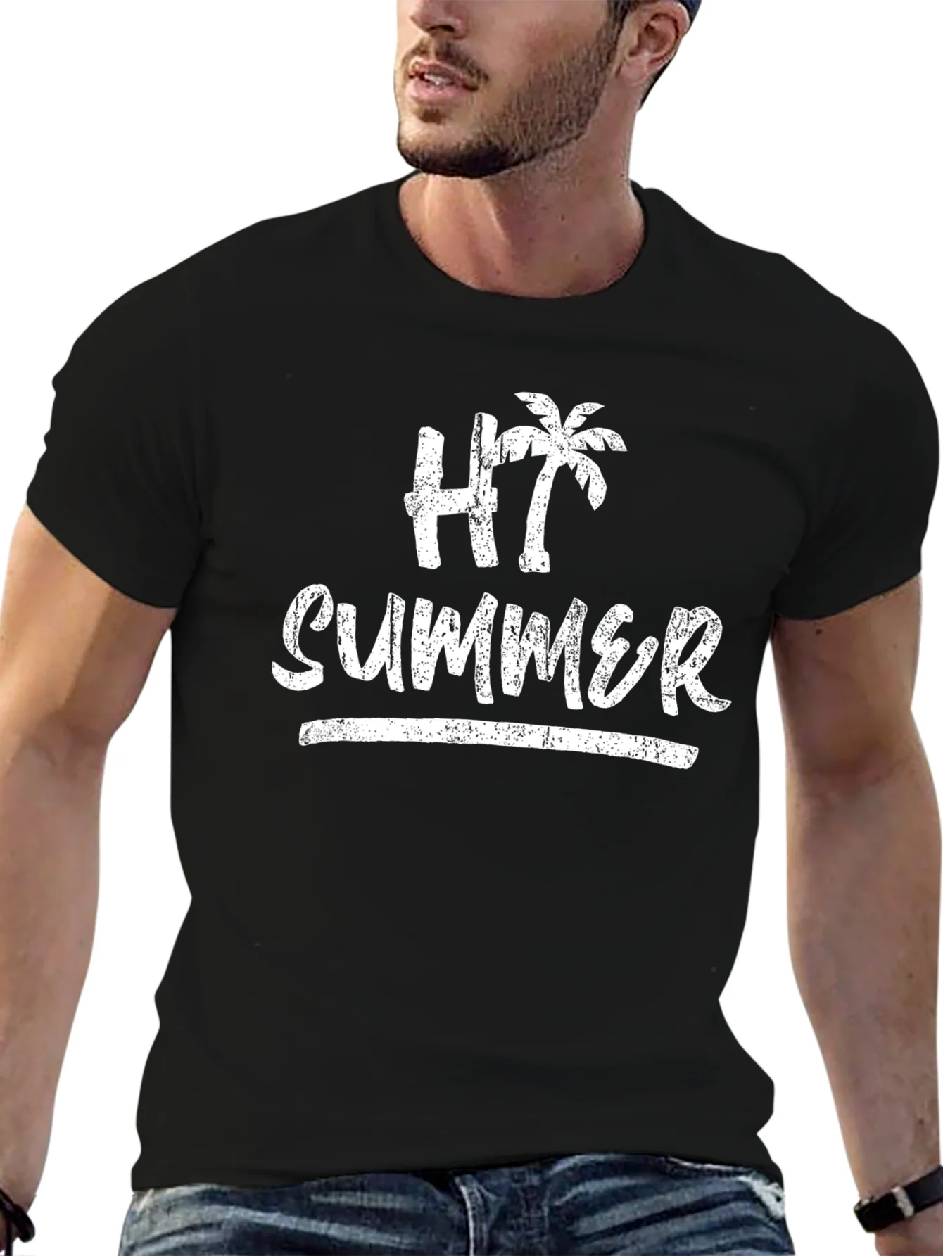 HT Summer T-Shirt - Palm Tree Graphic Tee - Vacation Ready