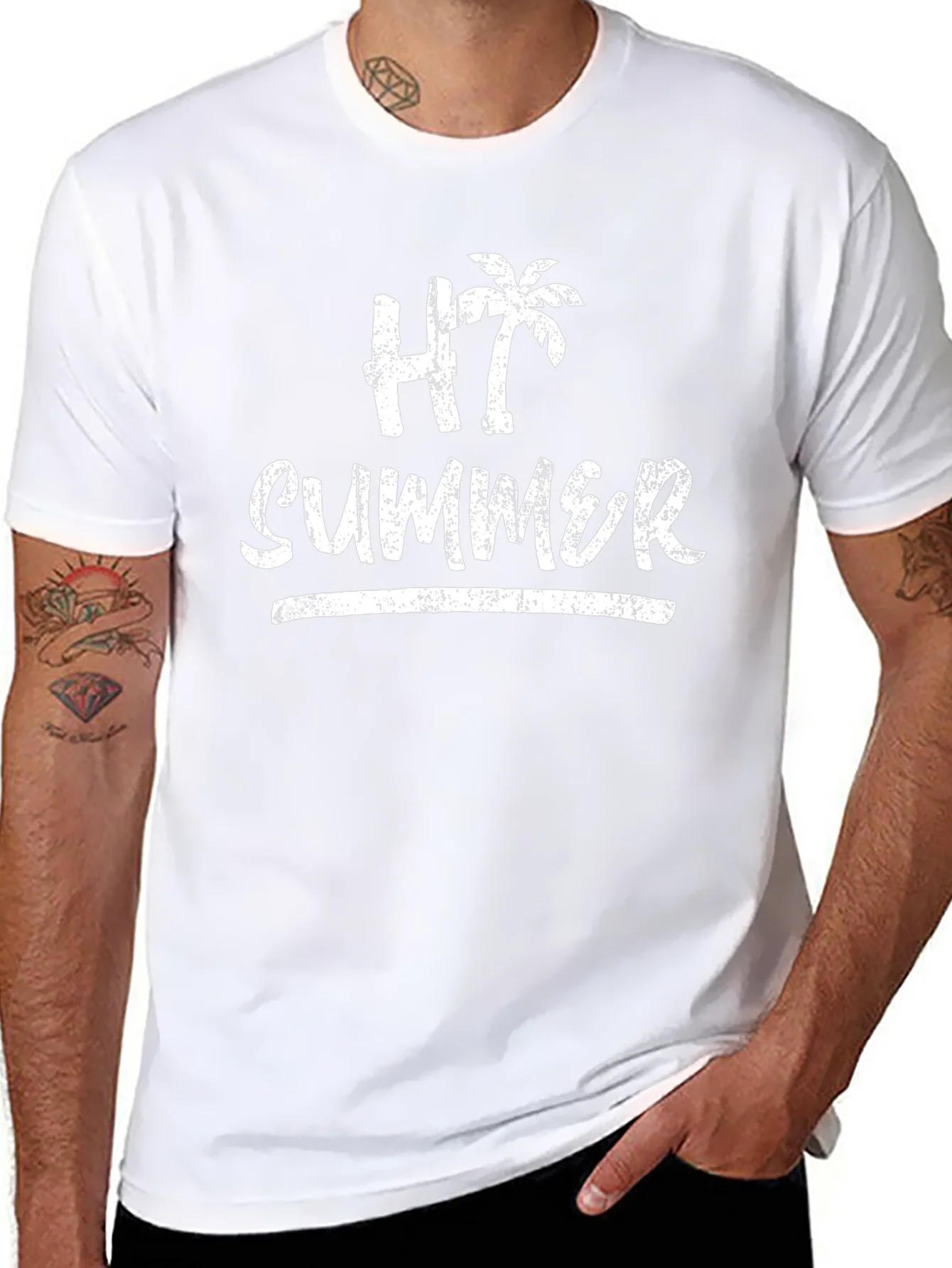 HT Summer T-Shirt - Palm Tree Graphic Tee - Vacation Ready