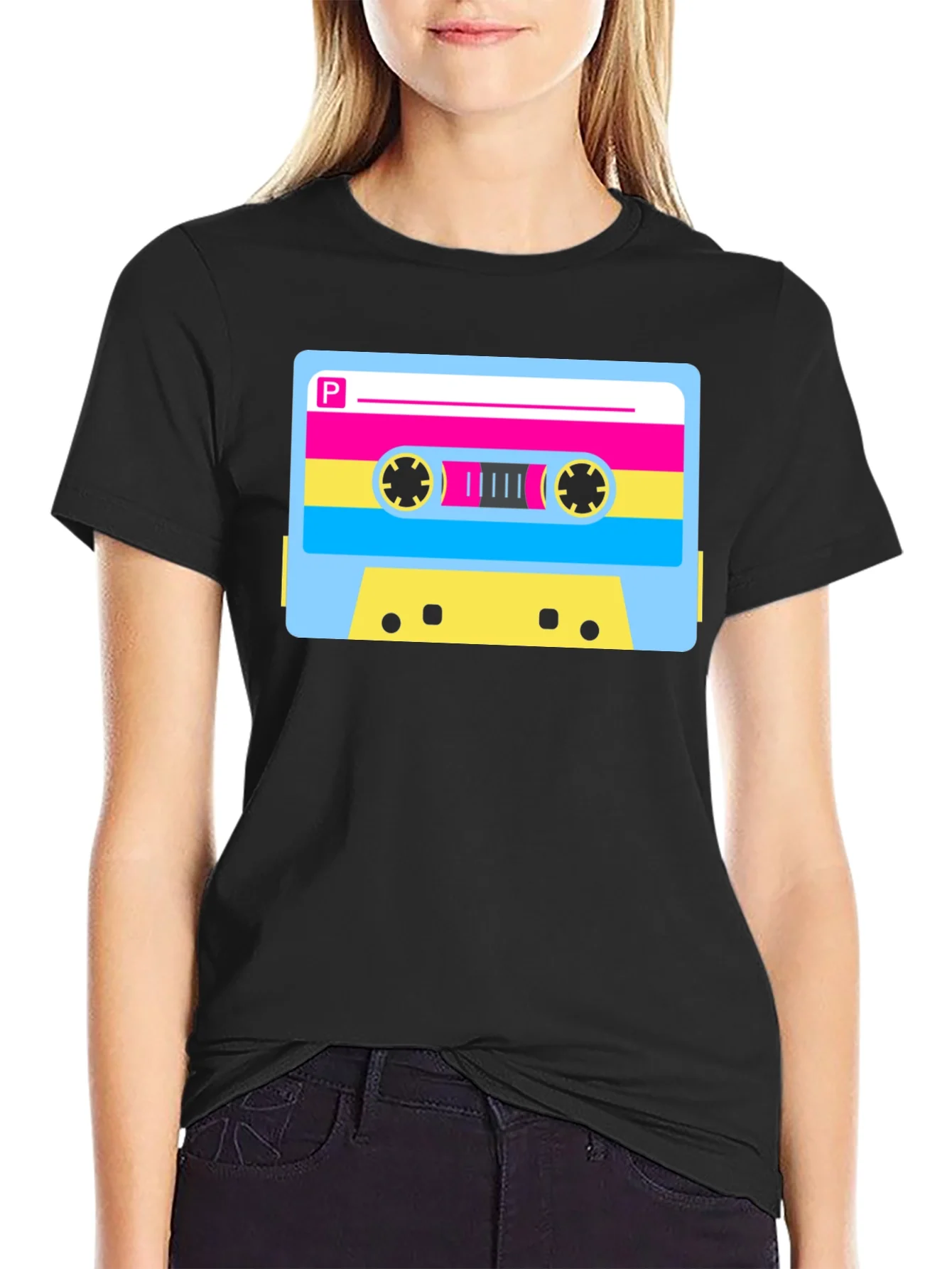 Retro Cassette Tape Graphic T-Shirt - Black