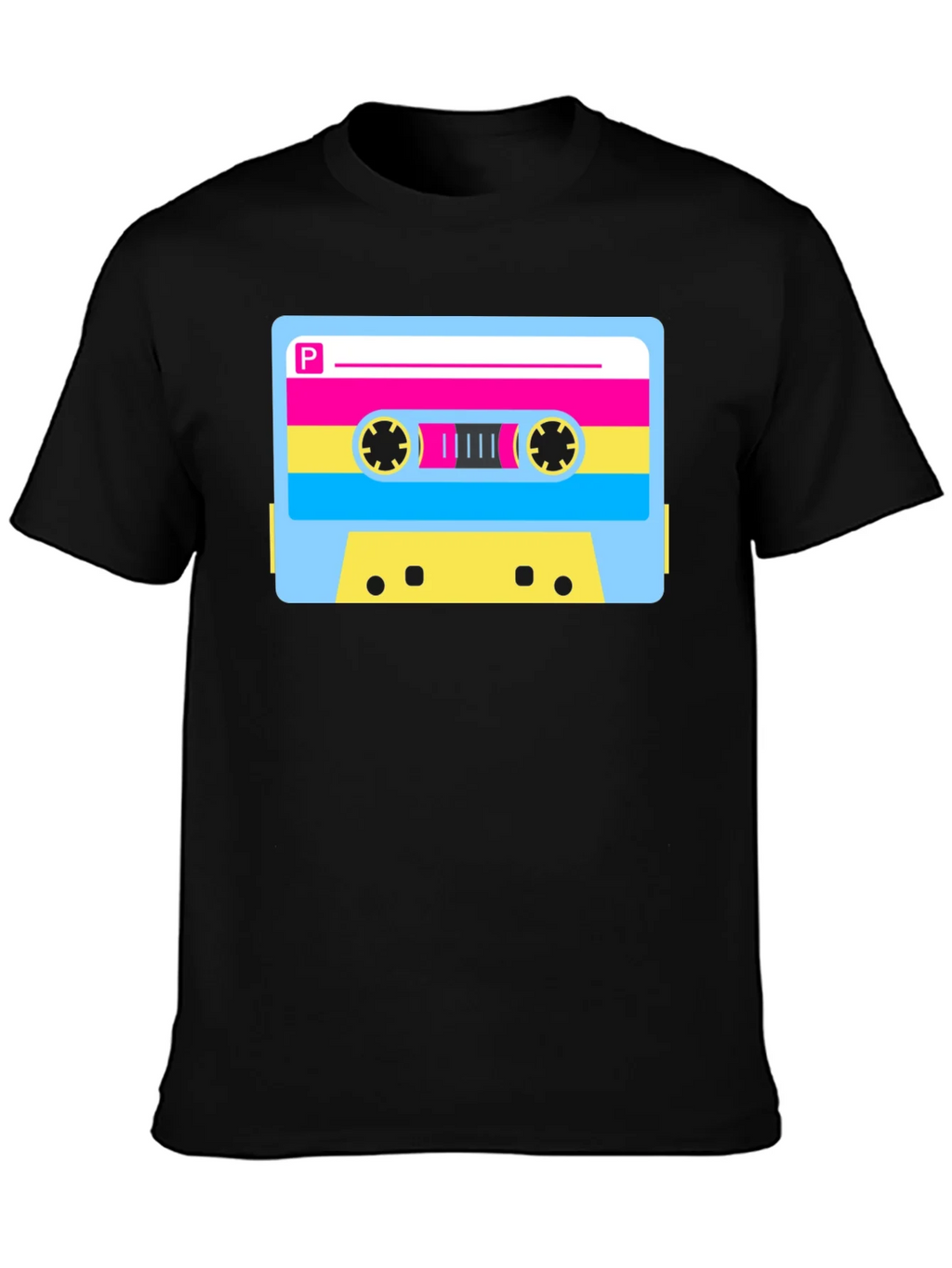 Retro Cassette Tape Graphic T-Shirt - Black