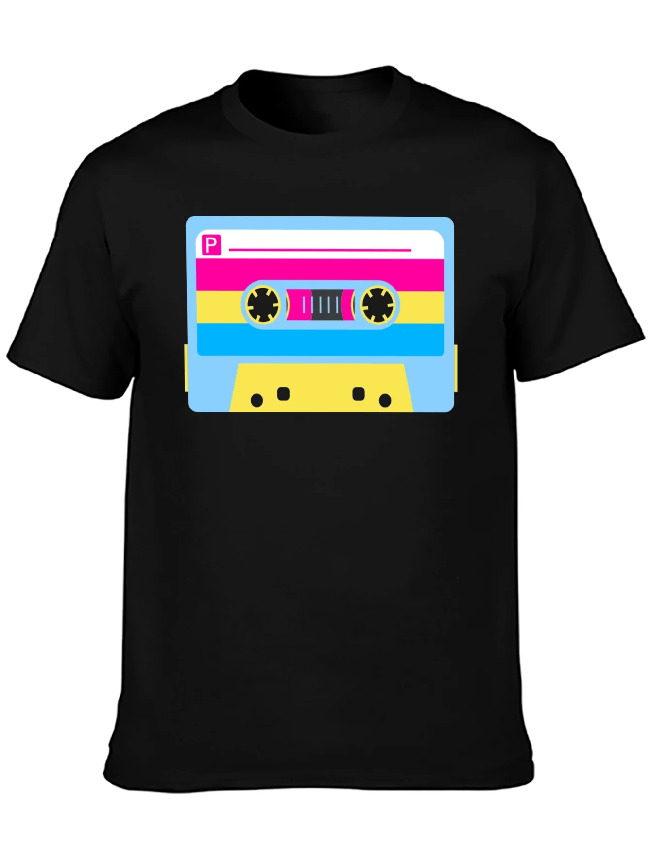 Retro Cassette Tape Graphic T-Shirt - Black