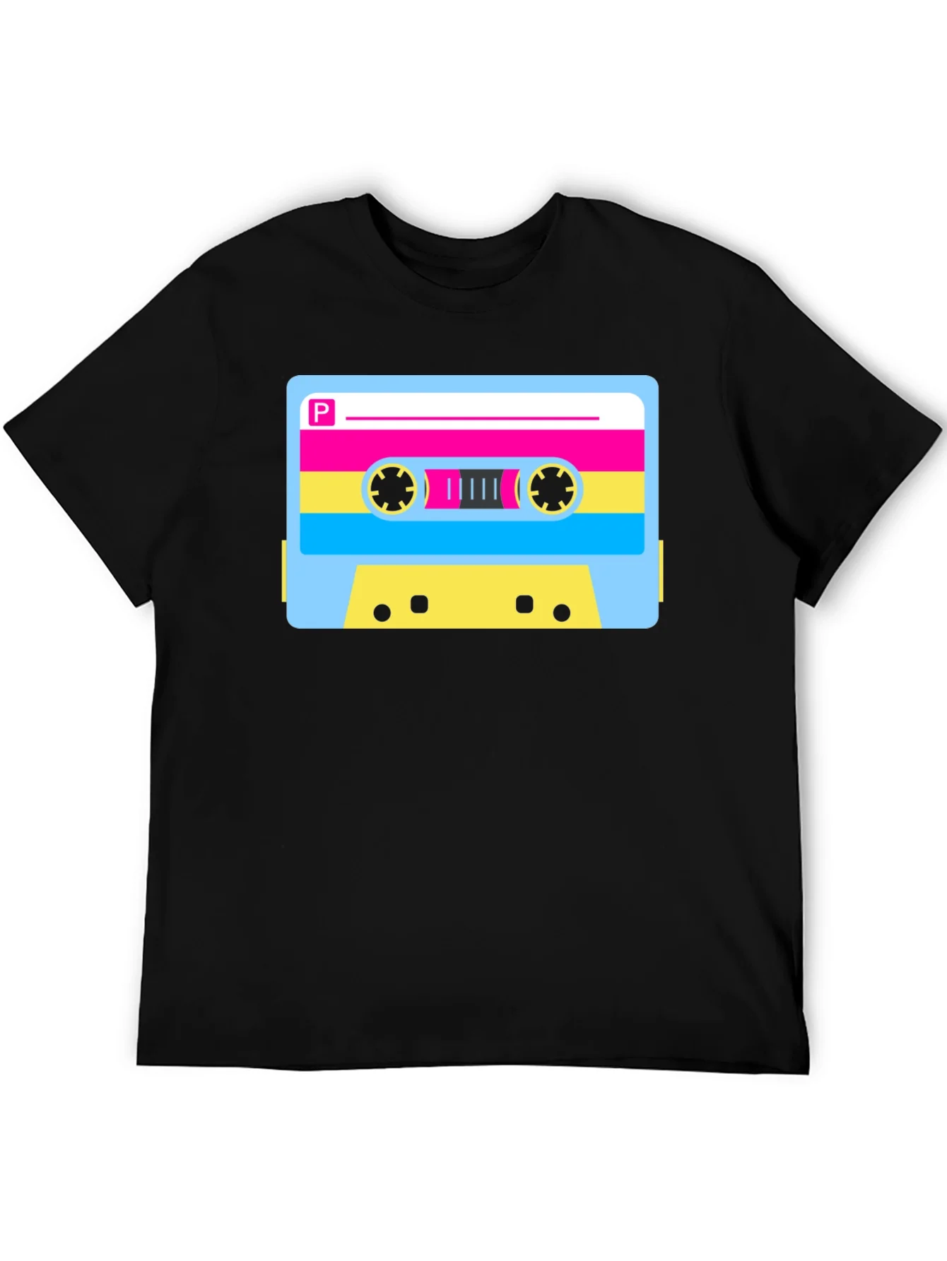 Retro Cassette Tape Graphic T-Shirt - Black