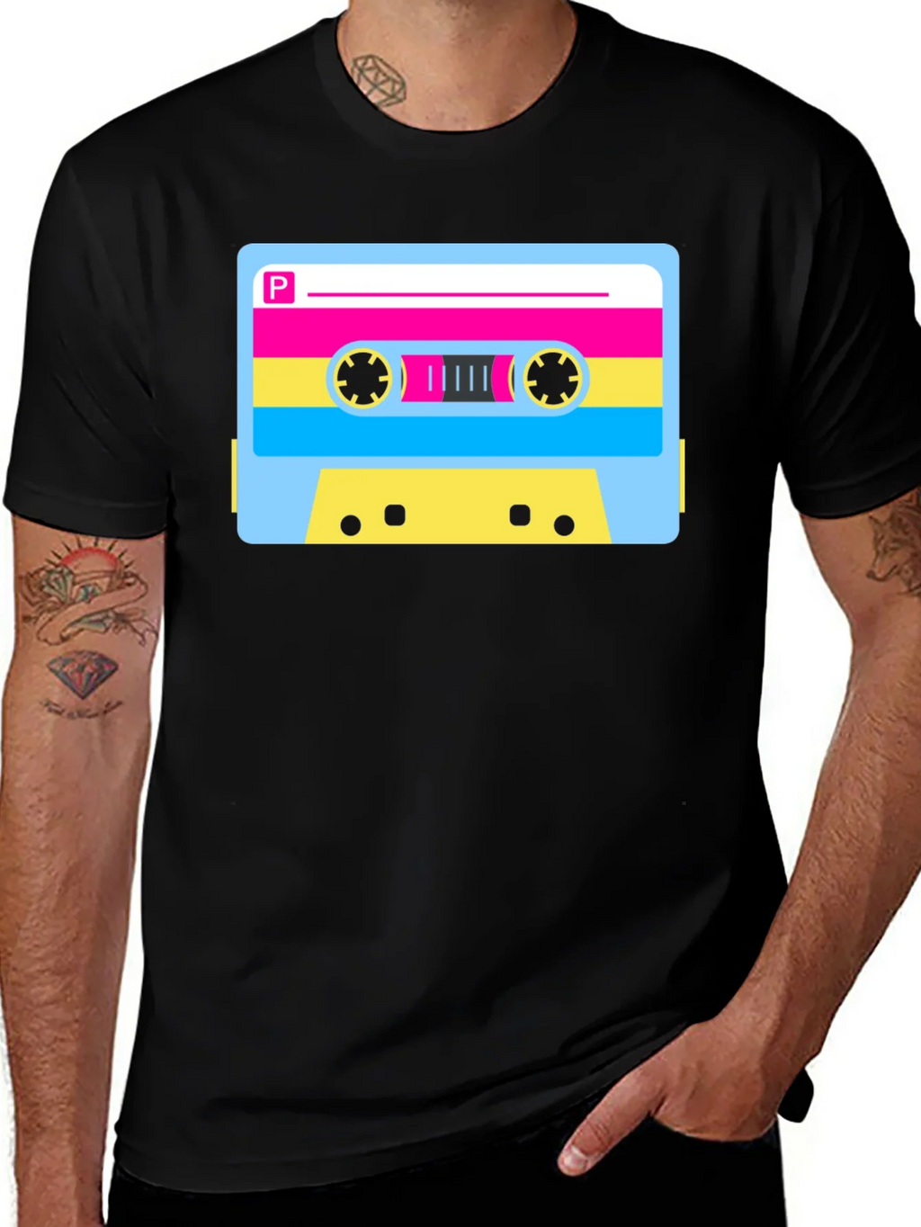 Retro Cassette Tape Graphic T-Shirt - Black