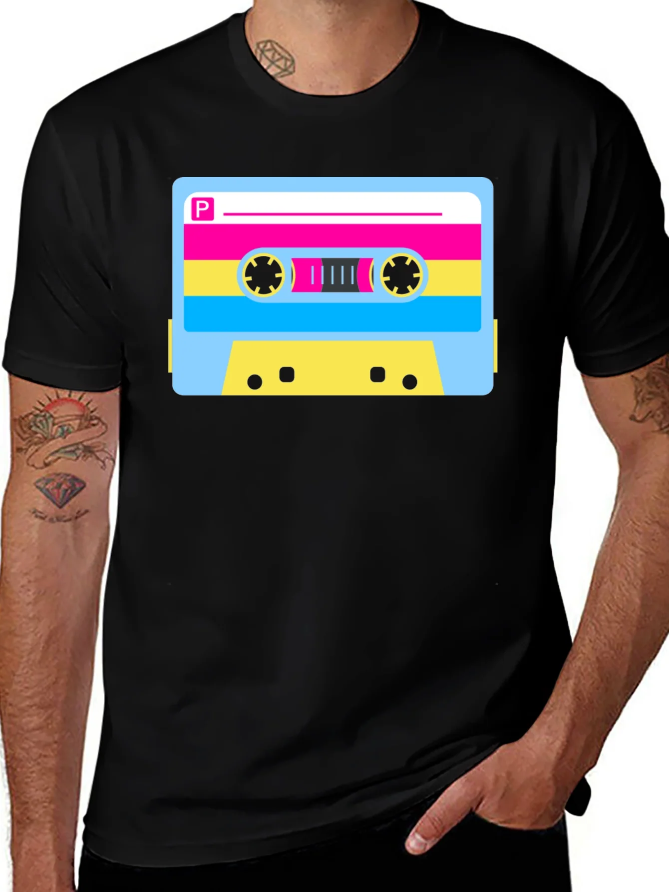 Retro Cassette Tape Graphic T-Shirt - Black