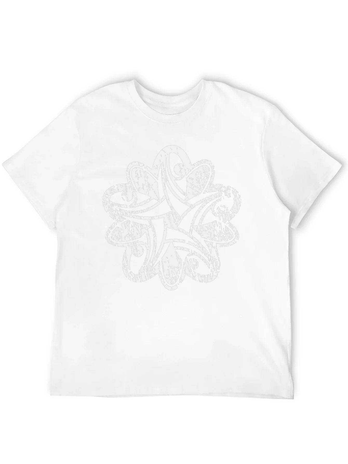 Distressed White Tribal Print Black T-Shirt