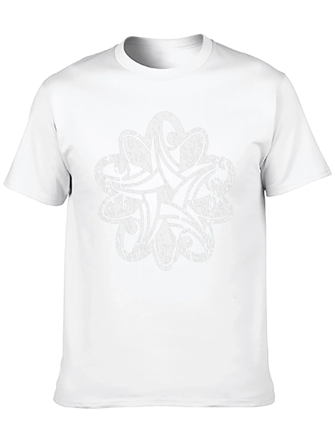 Distressed White Tribal Print Black T-Shirt