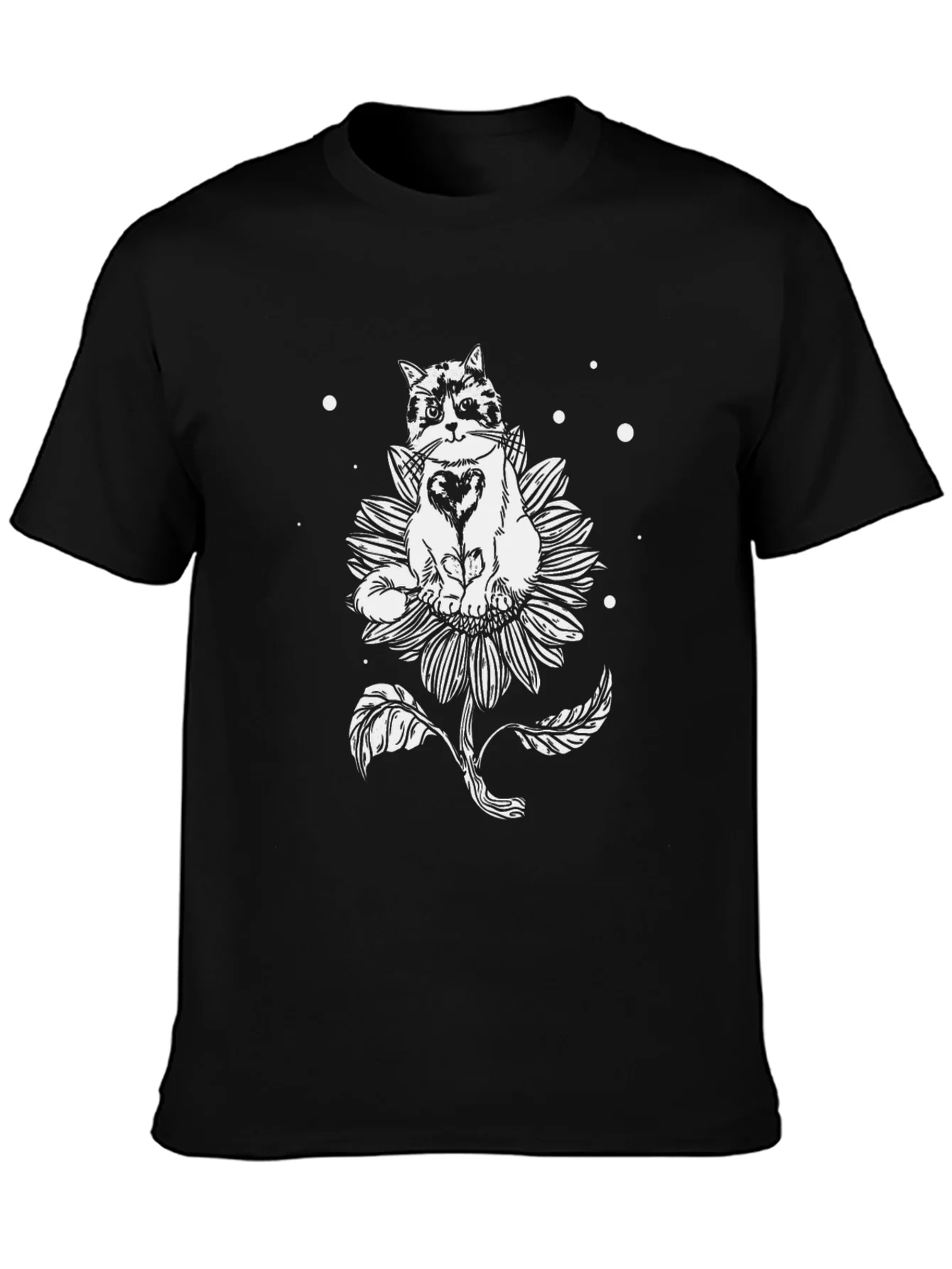Grumpy Cat Sunflower Graphic Tee - Black Cotton T-Shirt