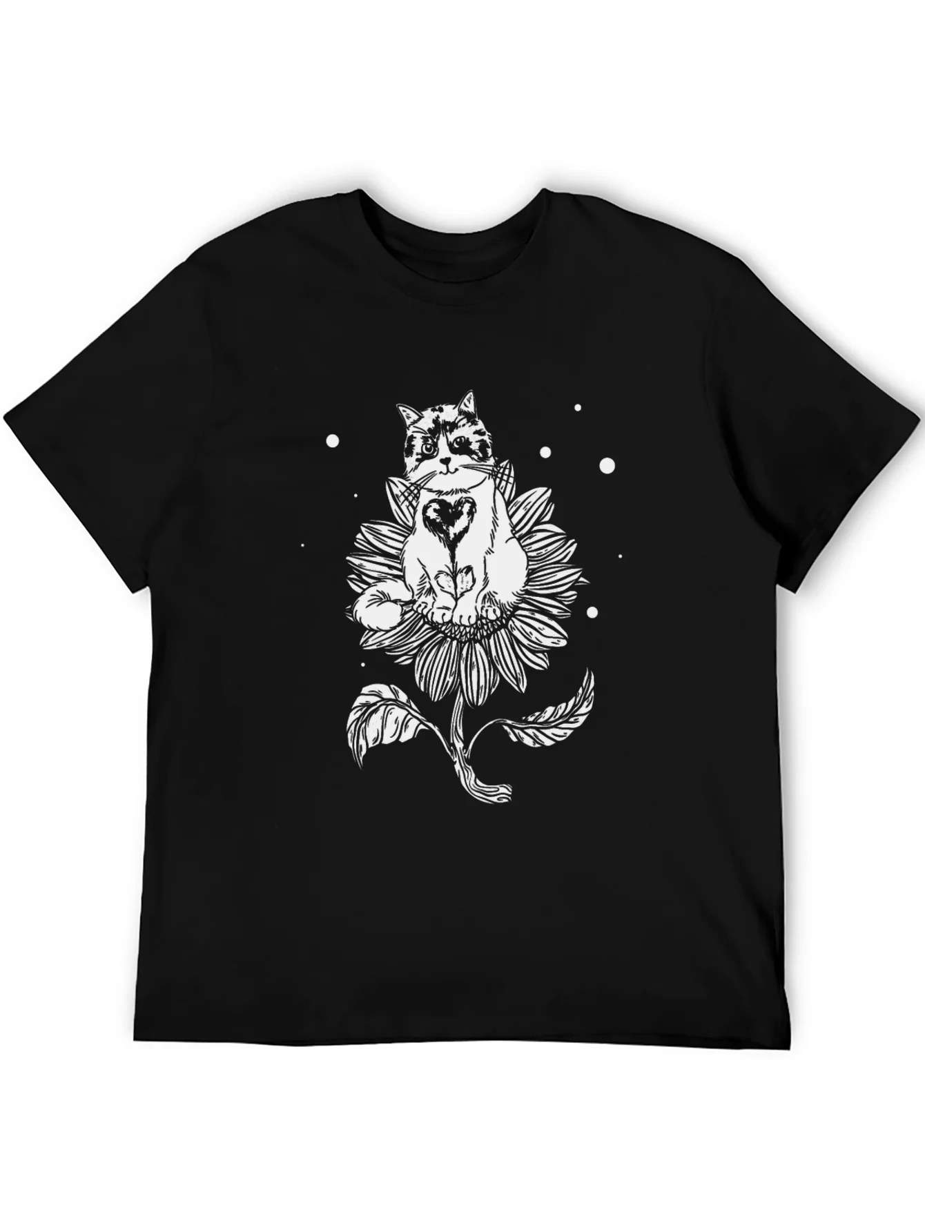 Grumpy Cat Sunflower Graphic Tee - Black Cotton T-Shirt