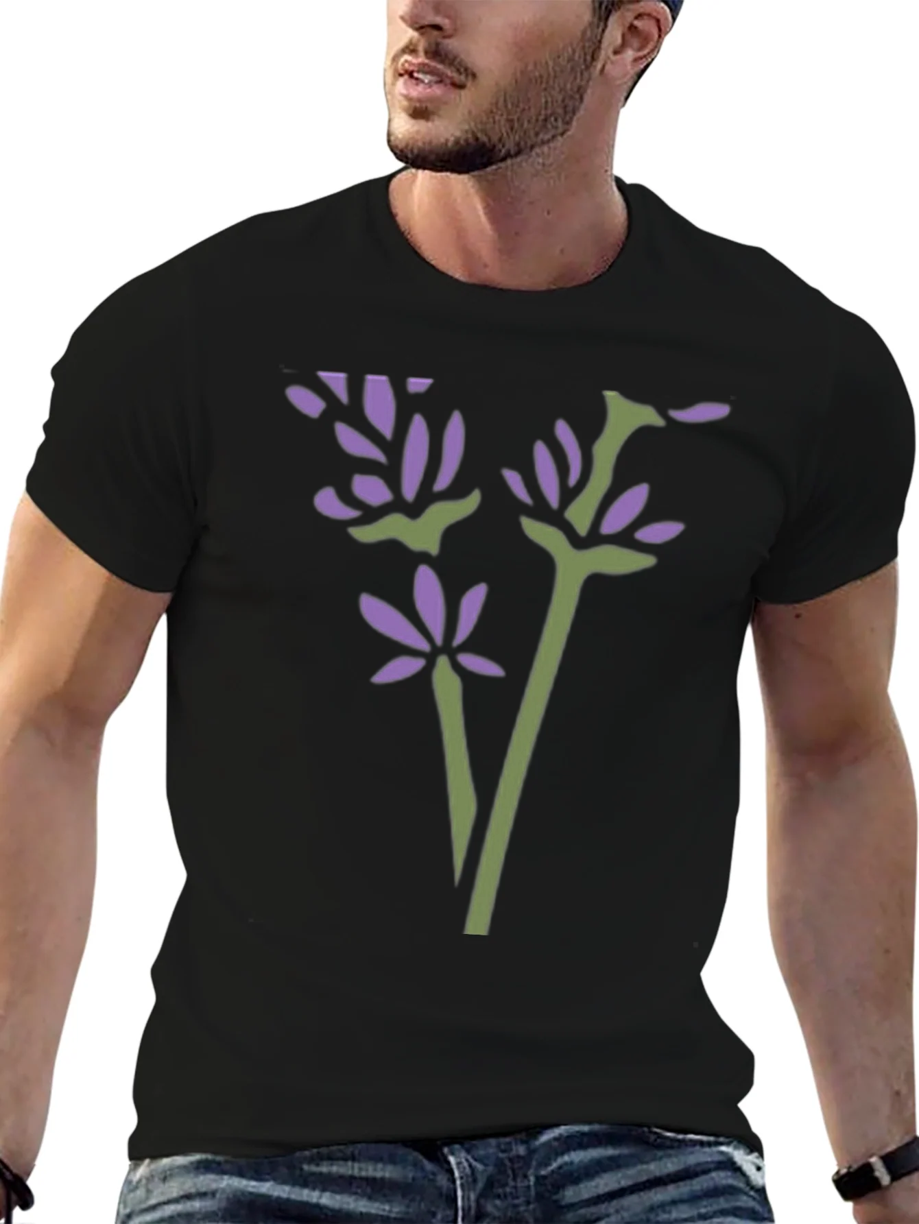 Floral Print Black T-Shirt - Stylish & Casual