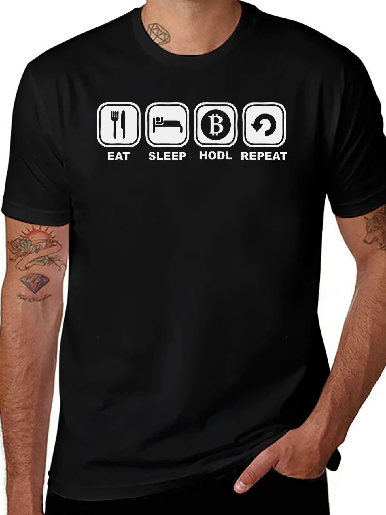 Eat Sleep HODL Repeat Black T-Shirt