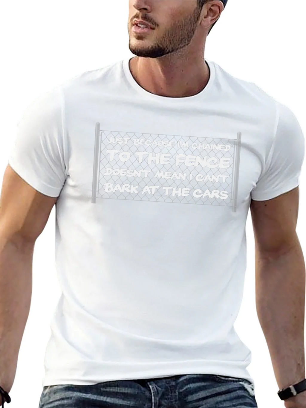 Chained to the Fence Funny T-Shirt