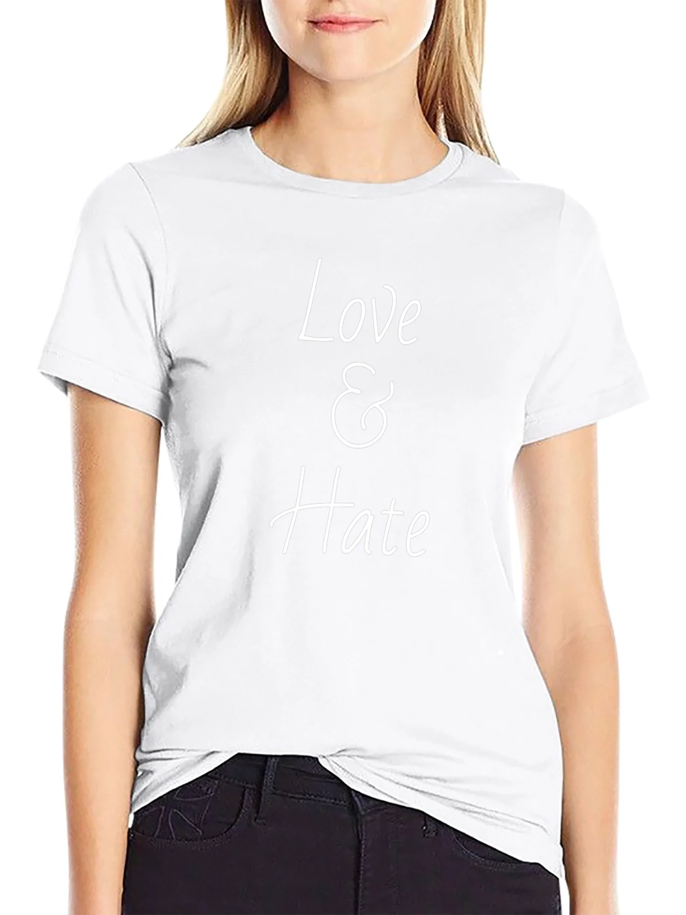 Love & Hate Graphic Print T-Shirt - Casual Wear