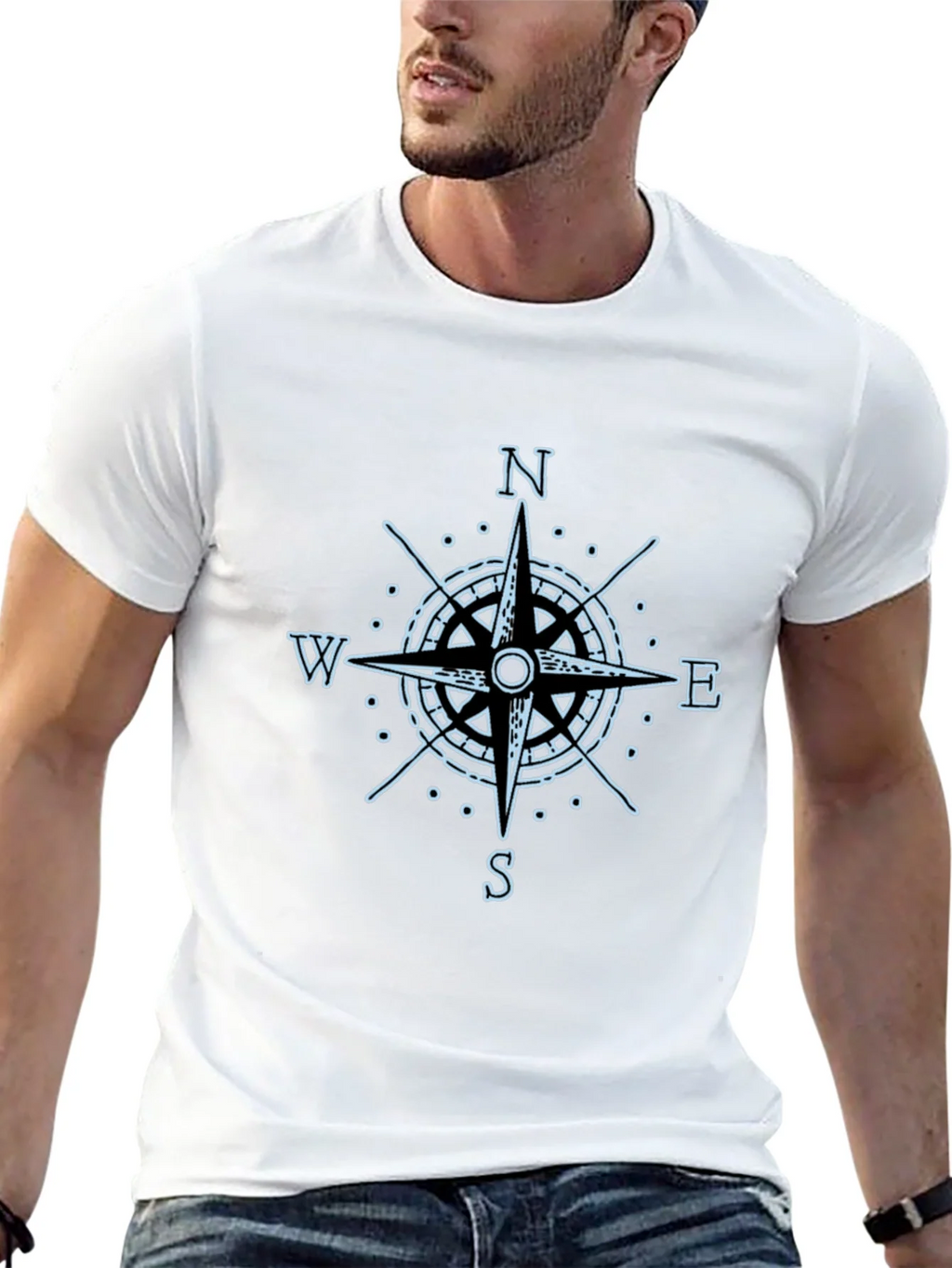 Compass Rose Graphic Tee - Black Cotton