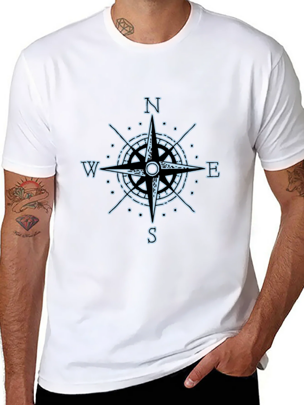 Compass Rose Graphic Tee - Black Cotton