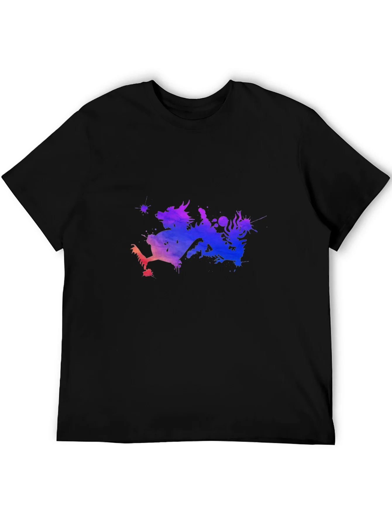 Dragon Watercolor Graphic Tee - Mens Black T-Shirt