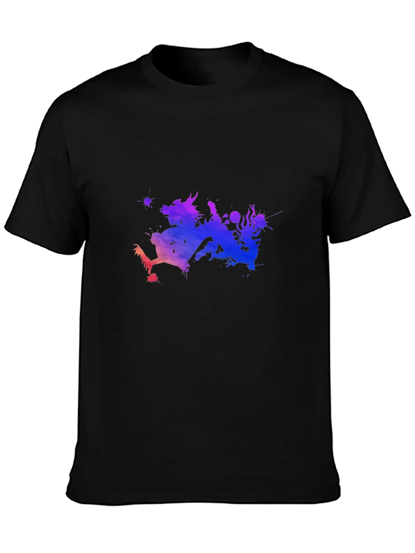 Dragon Watercolor Graphic Tee - Mens Black T-Shirt