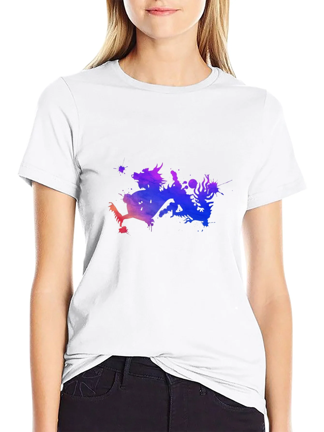 Dragon Watercolor Graphic Tee - Mens Black T-Shirt