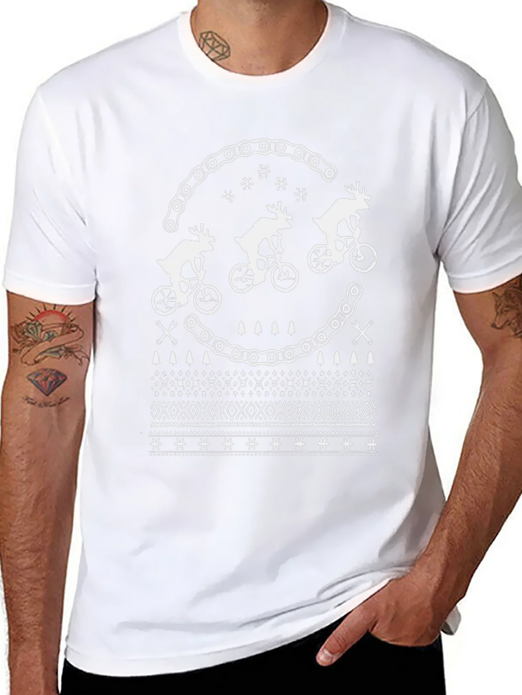 Festive Reindeer Bike Chain Graphic Tee