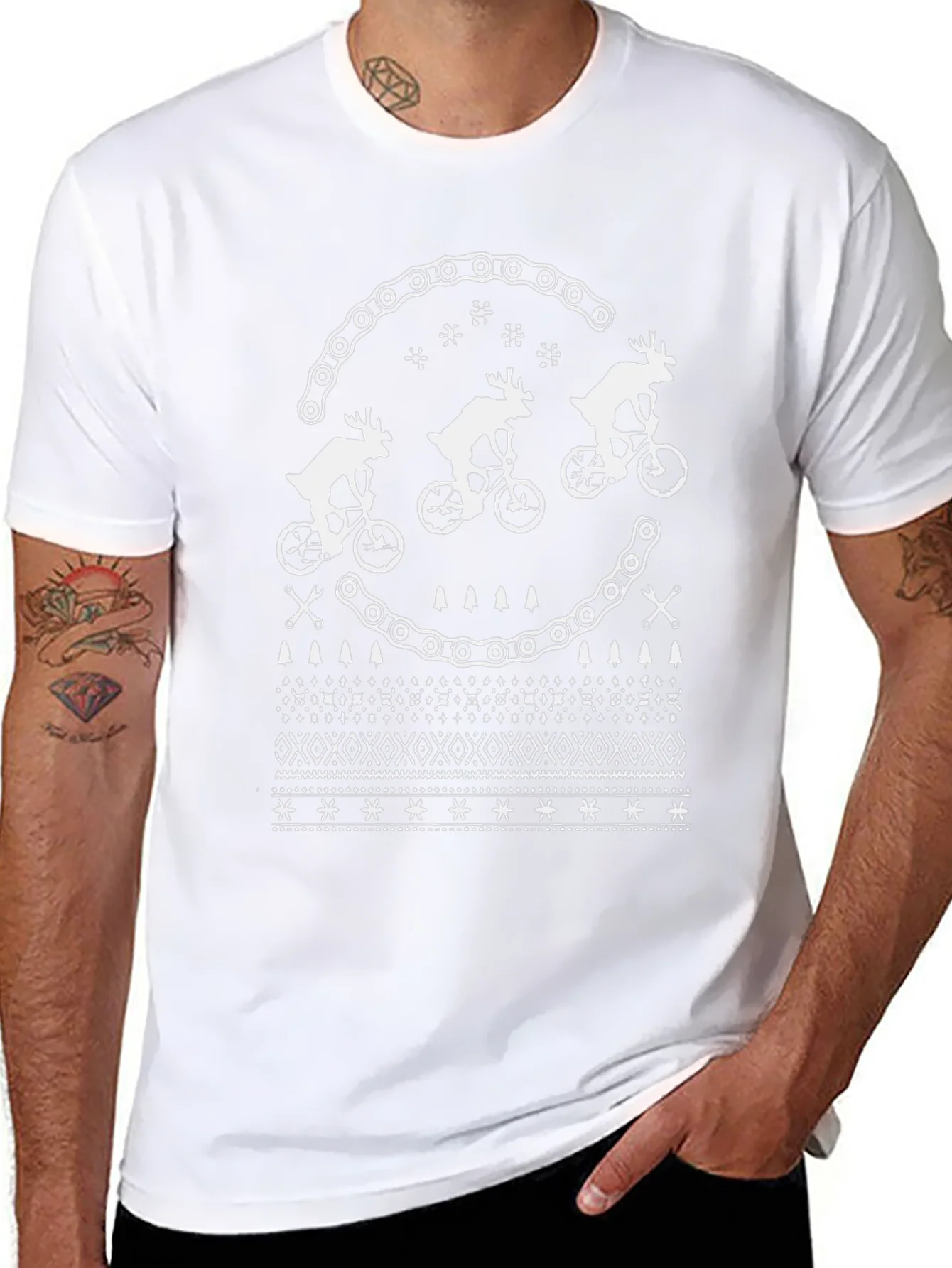 Festive Reindeer Bike Chain Graphic Tee