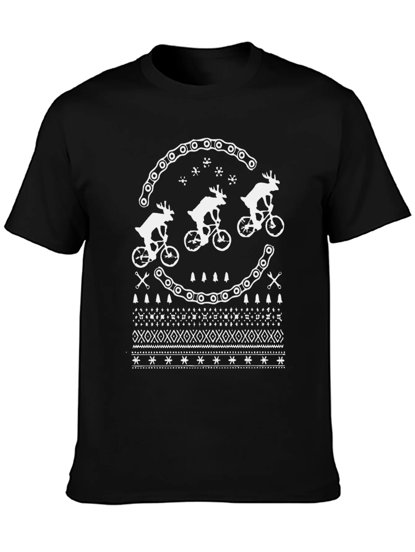 Festive Reindeer Bike Chain Graphic Tee