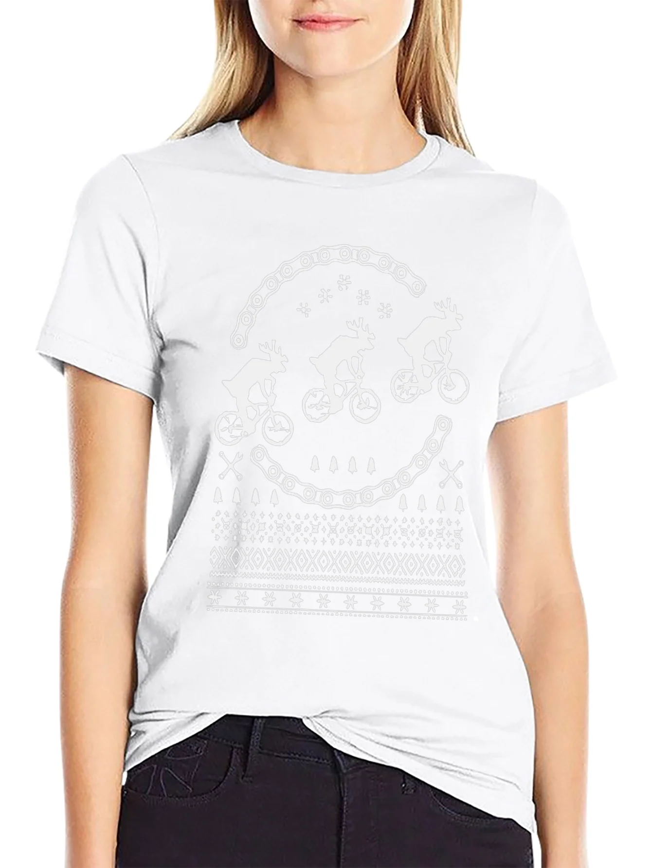 Festive Reindeer Bike Chain Graphic Tee