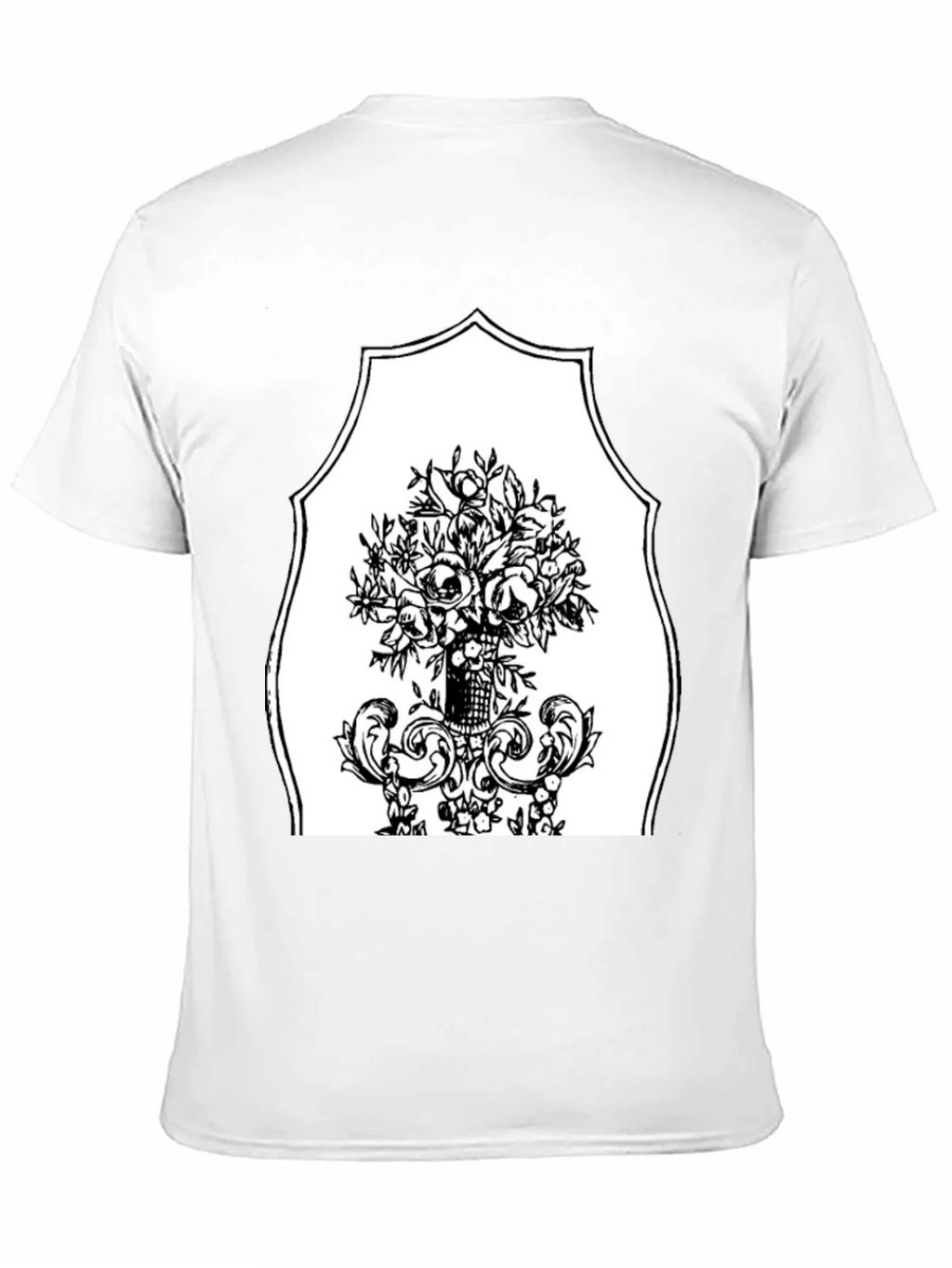Black T-Shirt with Floral Bouquet Graphic