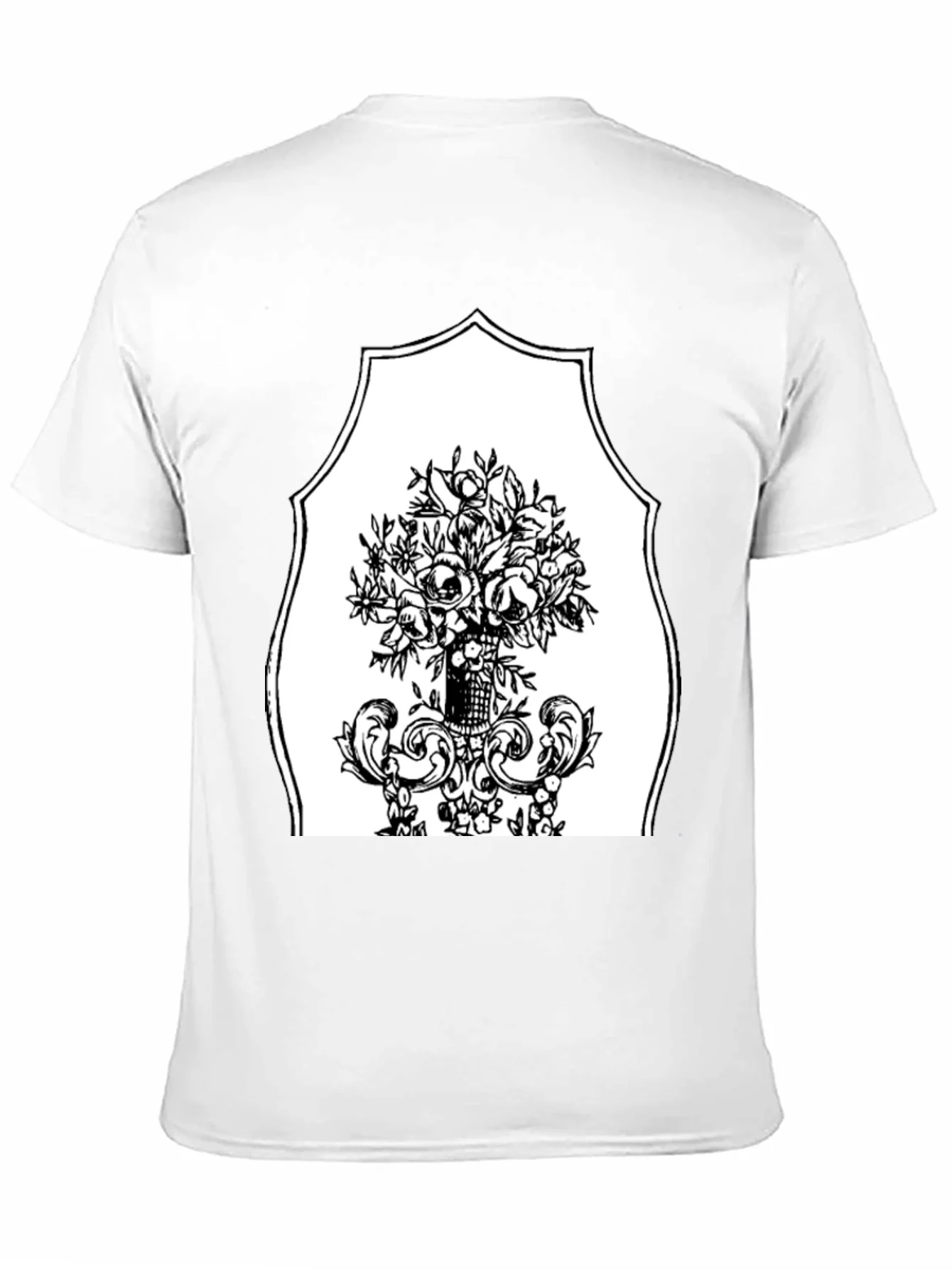 Black T-Shirt with Floral Bouquet Graphic