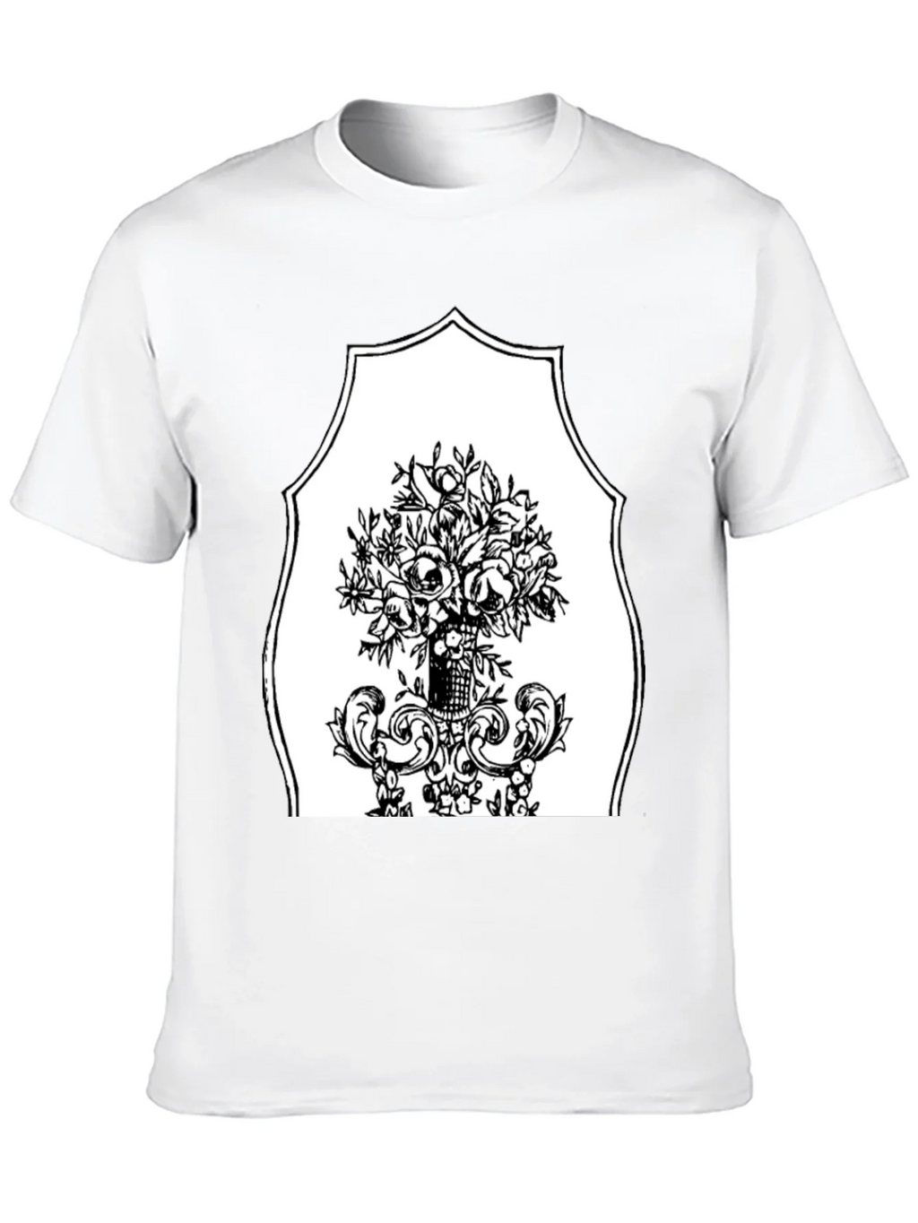 Black T-Shirt with Floral Bouquet Graphic