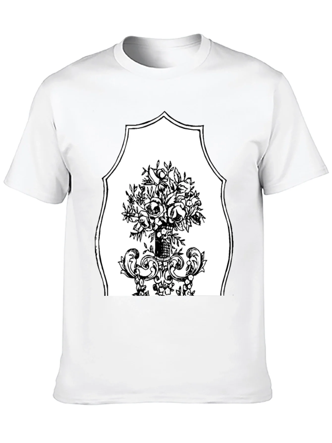Black T-Shirt with Floral Bouquet Graphic