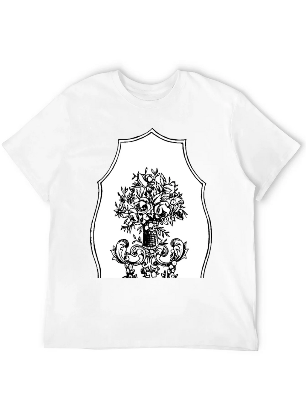 Black T-Shirt with Floral Bouquet Graphic