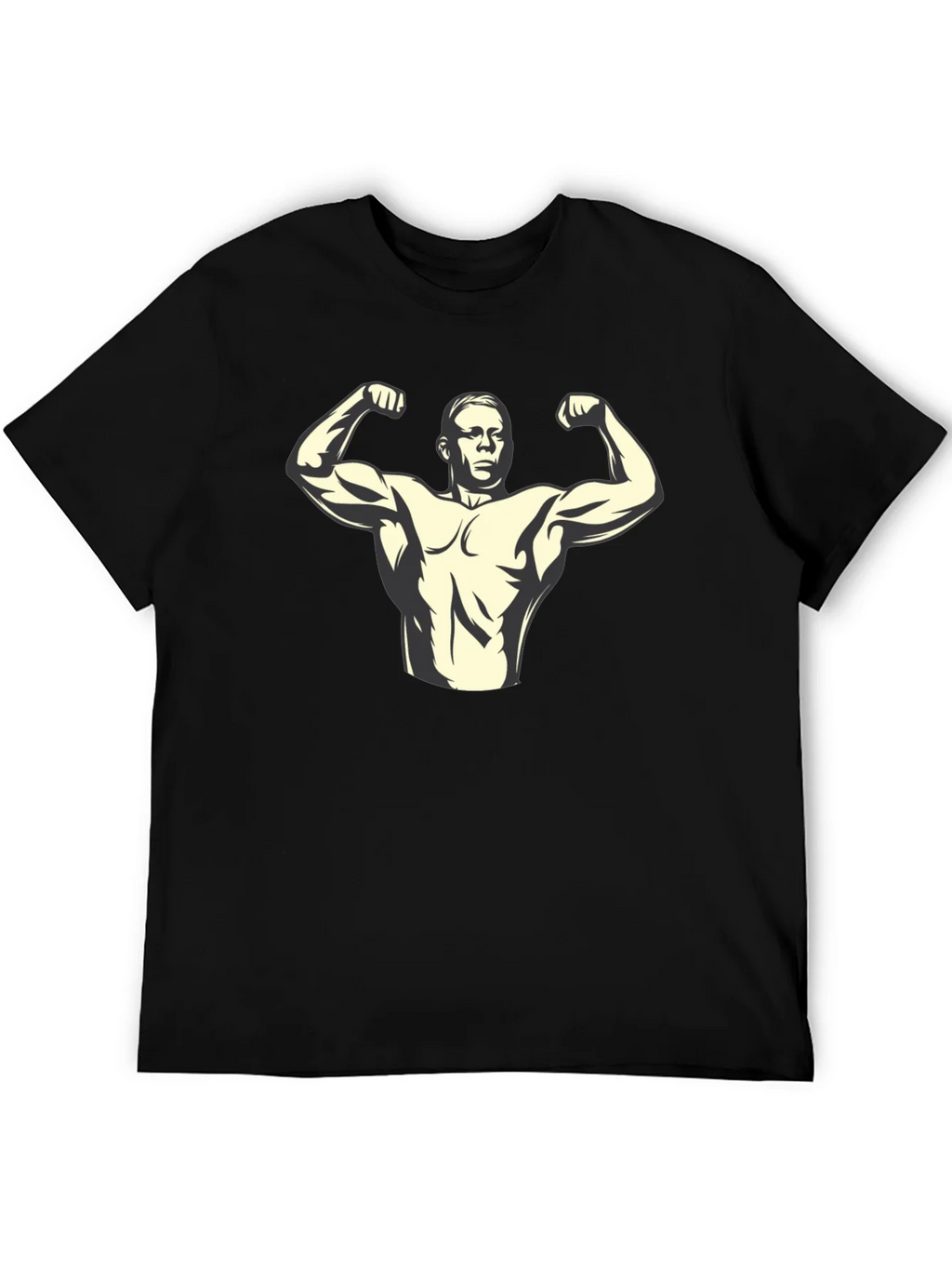 Muscle Man Graphic Tee - Black Cotton T-Shirt