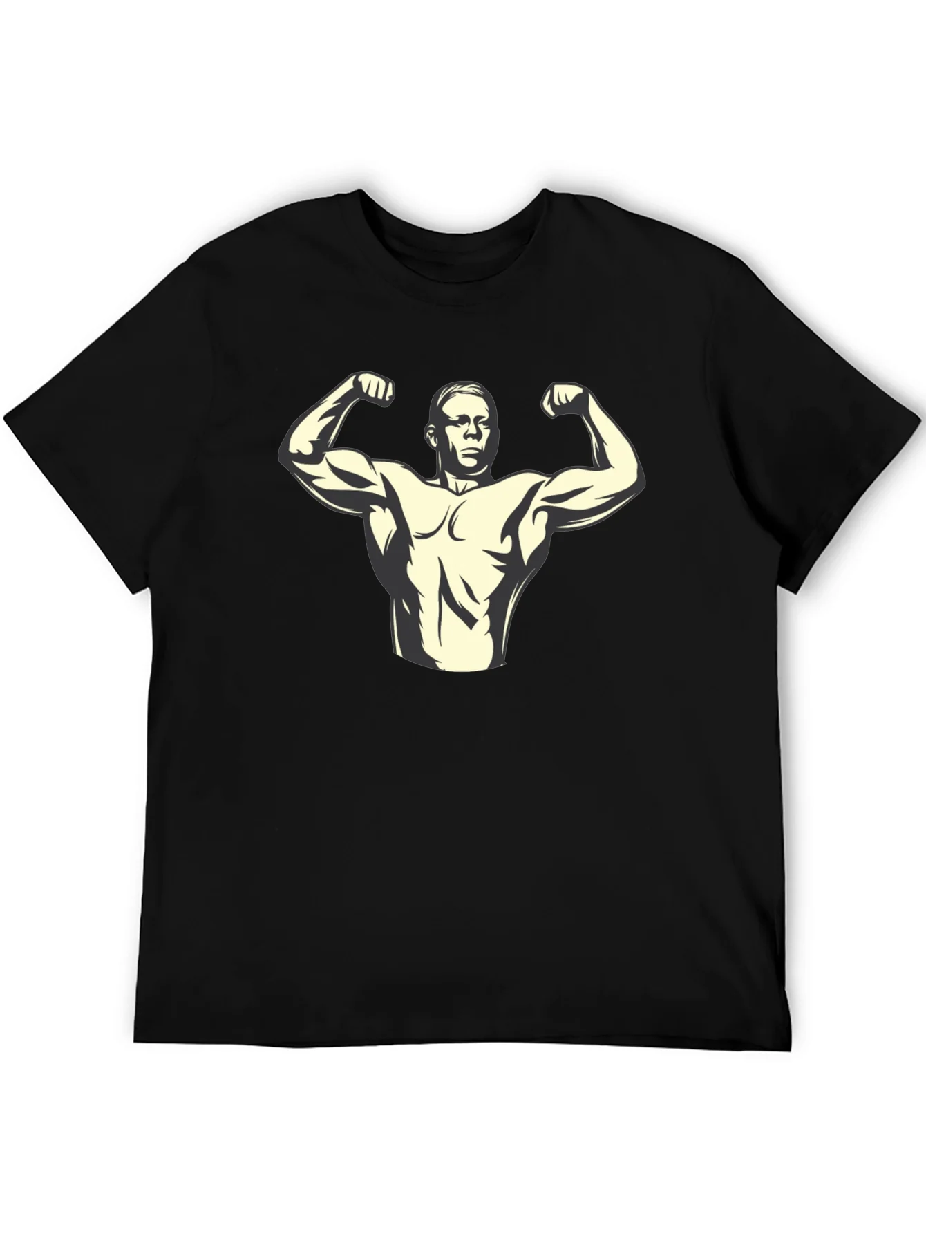 Muscle Man Graphic Tee - Black Cotton T-Shirt