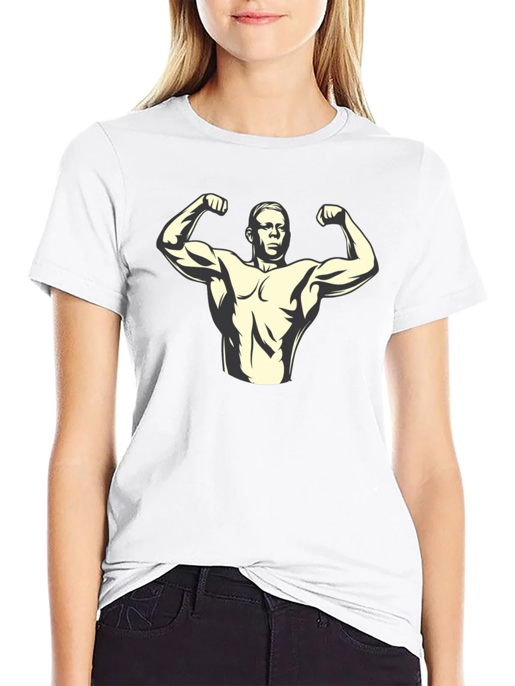 Muscle Man Graphic Tee - Black Cotton T-Shirt