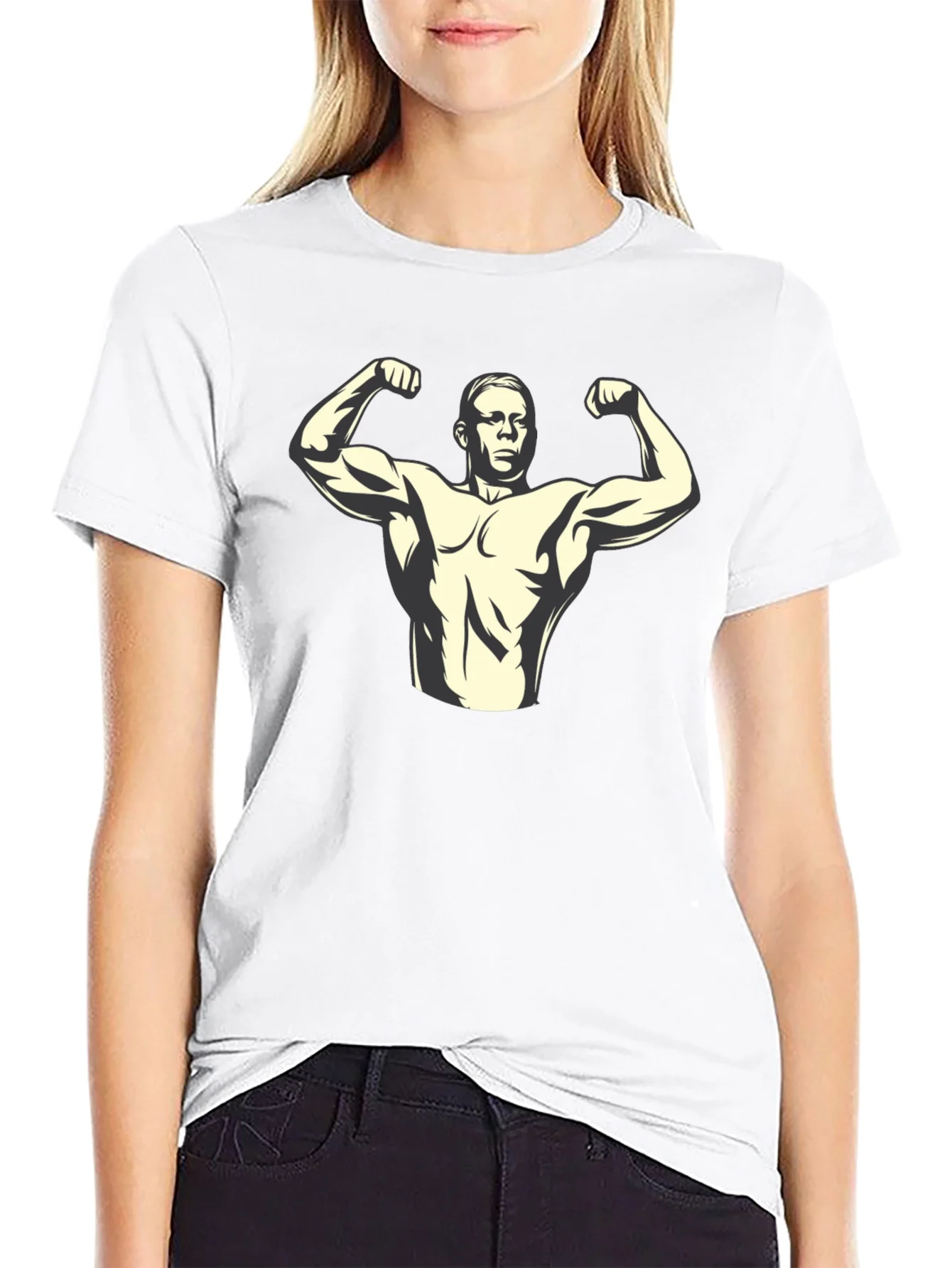 Muscle Man Graphic Tee - Black Cotton T-Shirt